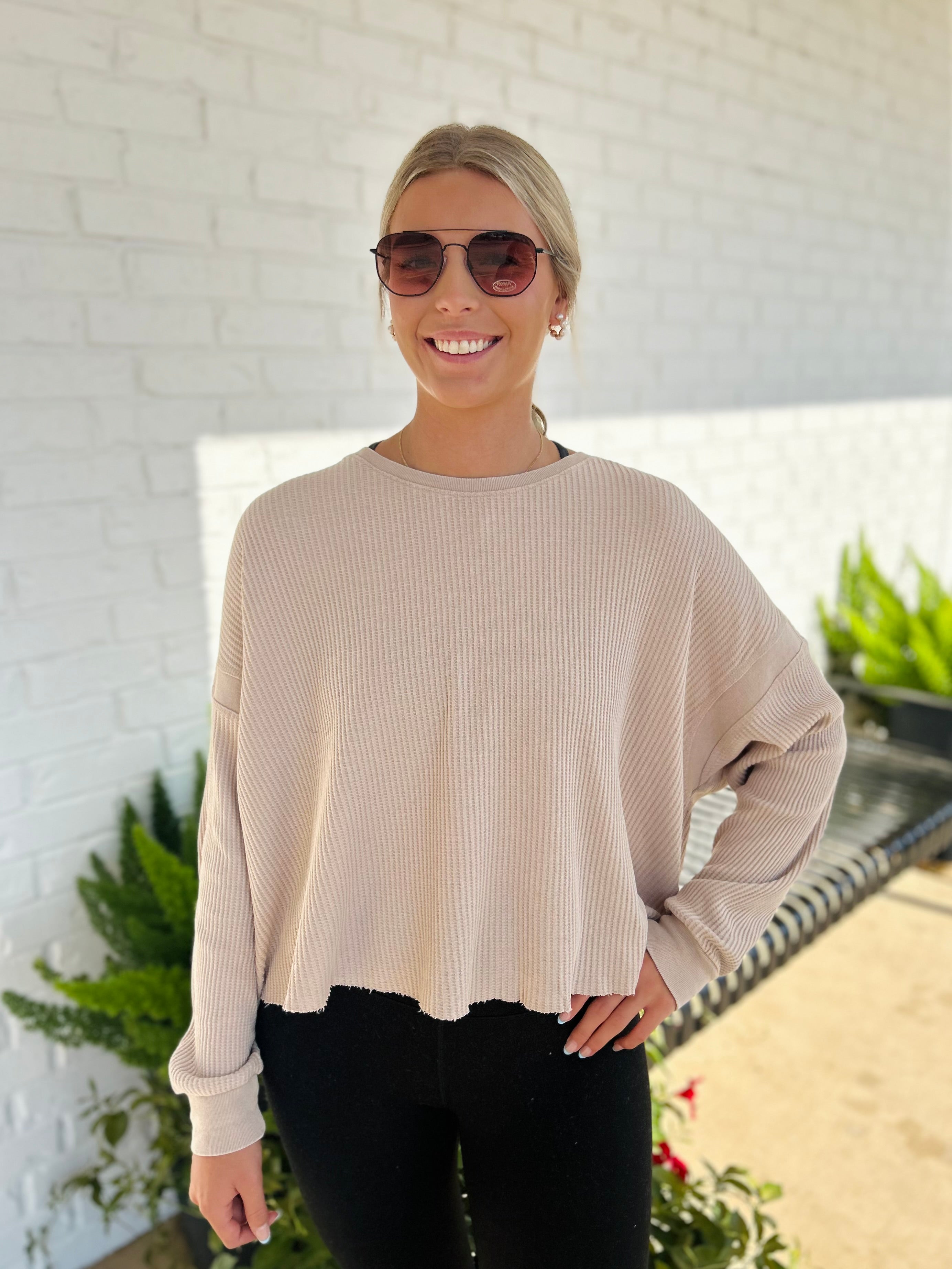 Hailey LS Oversized Cut Out Back Top