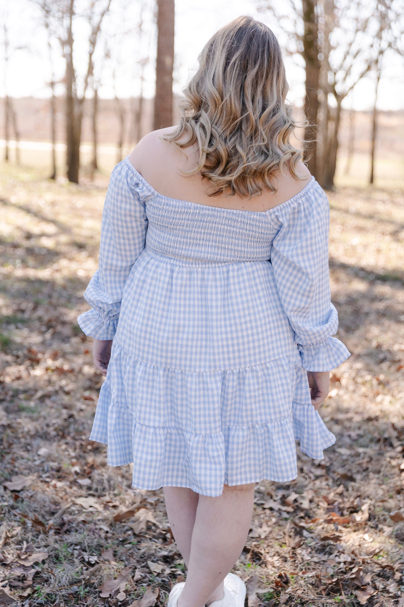 Emmy LS Tiered and Smocked Gingham Dress