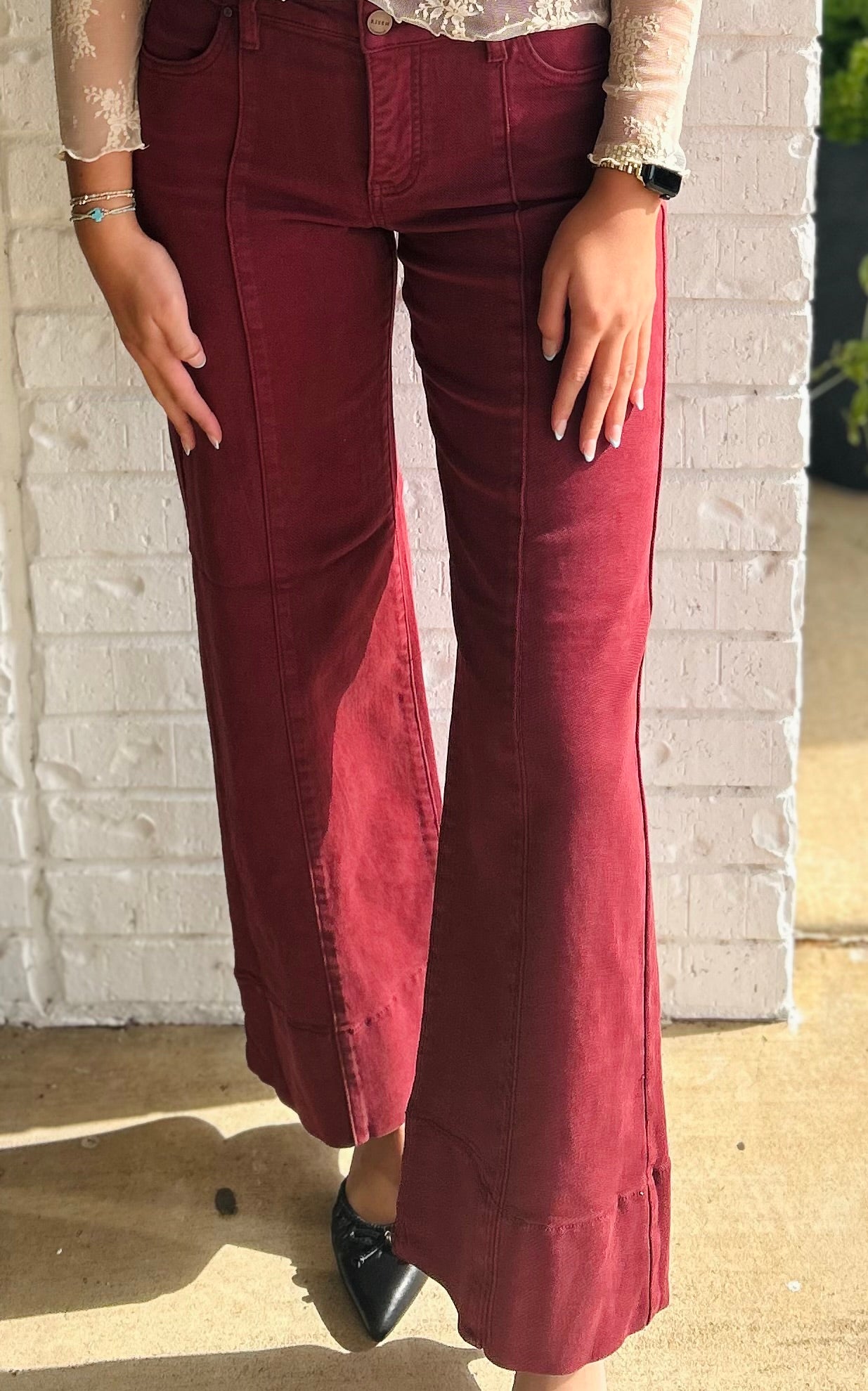 Risen Velma Mid Rise Wide Leg Trouser Jeans