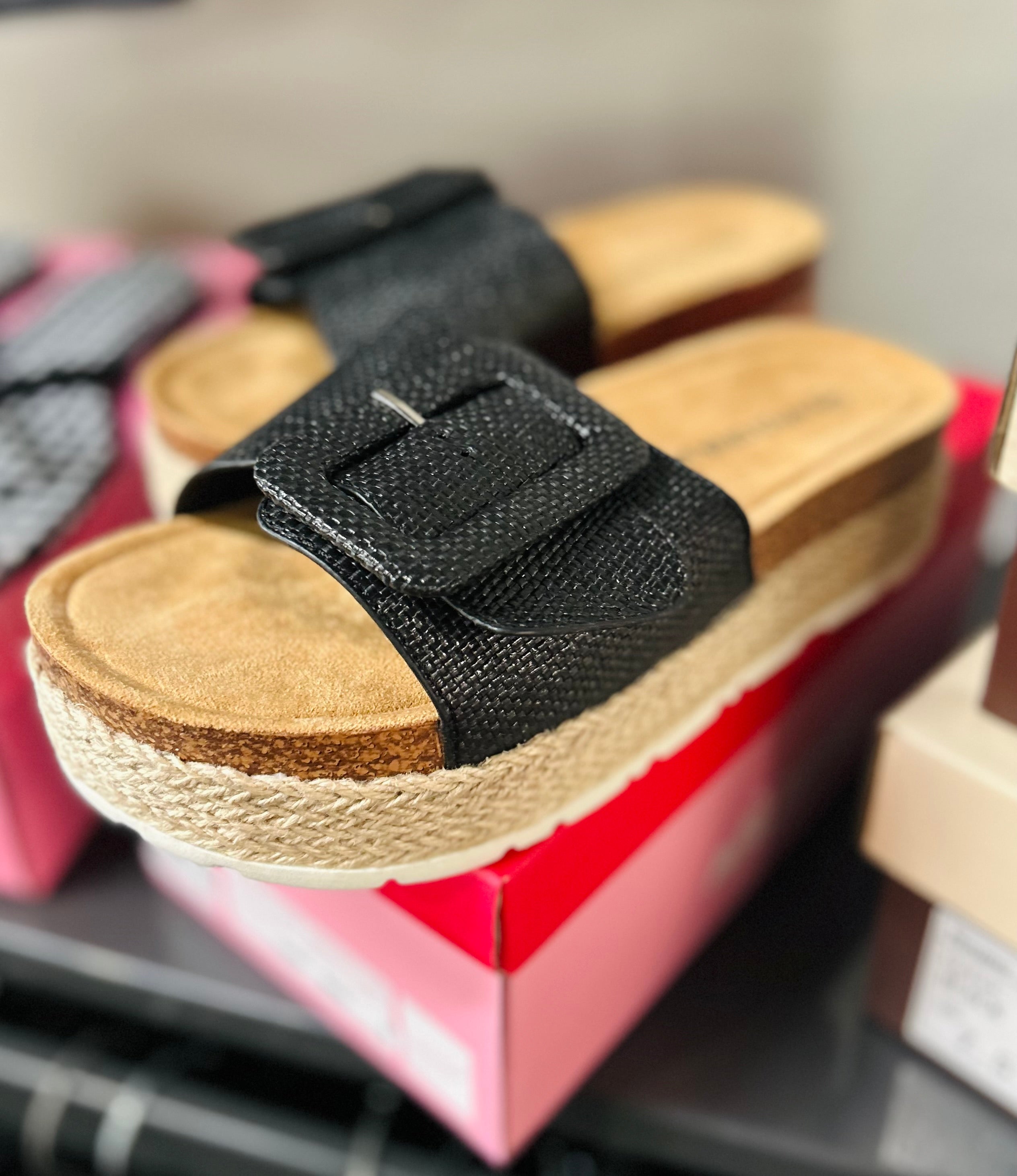 Espadrille Platform Buckle Slide Sandal