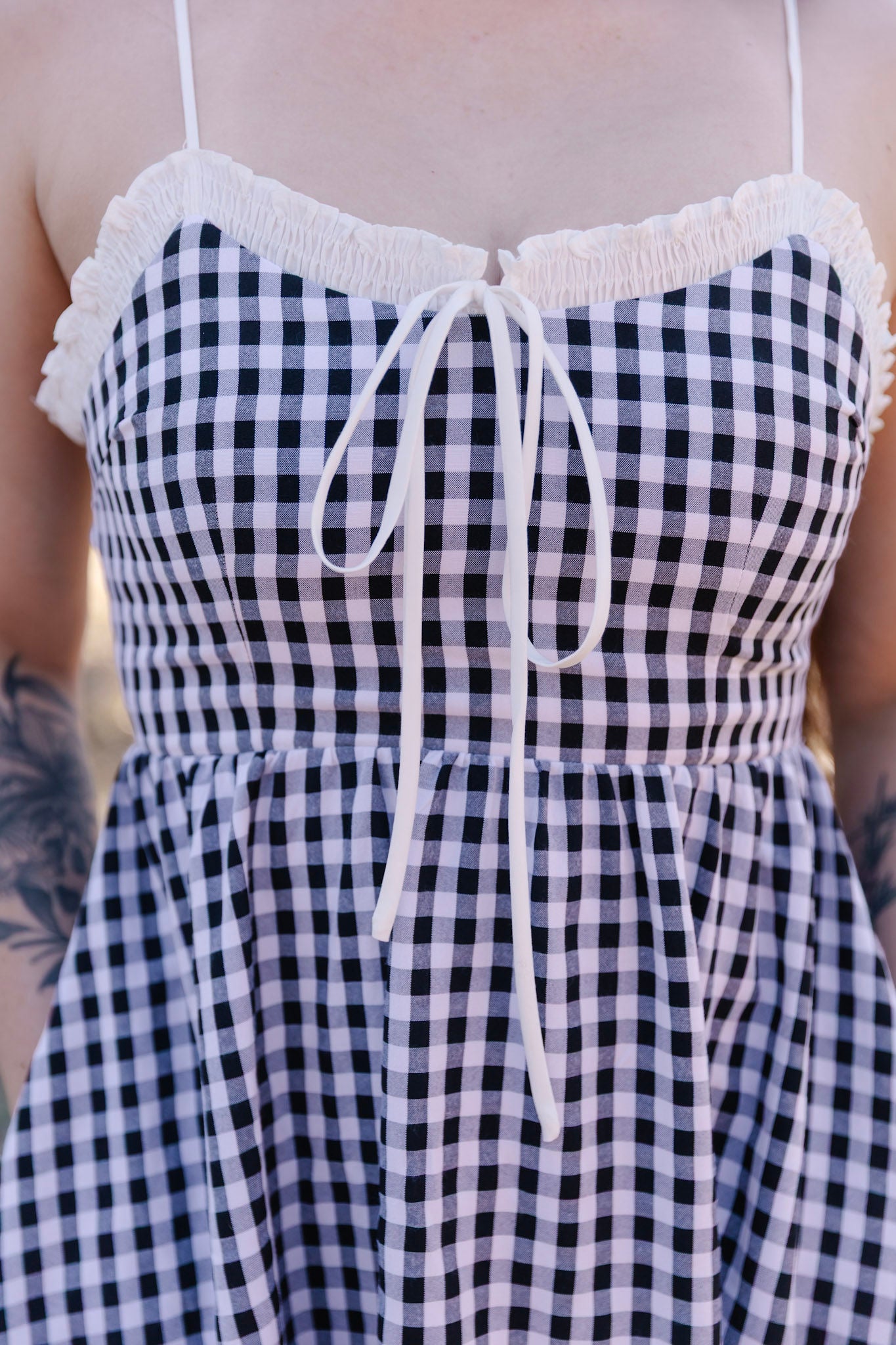 Coastal Chic Gingham Babydoll Maxi Dress