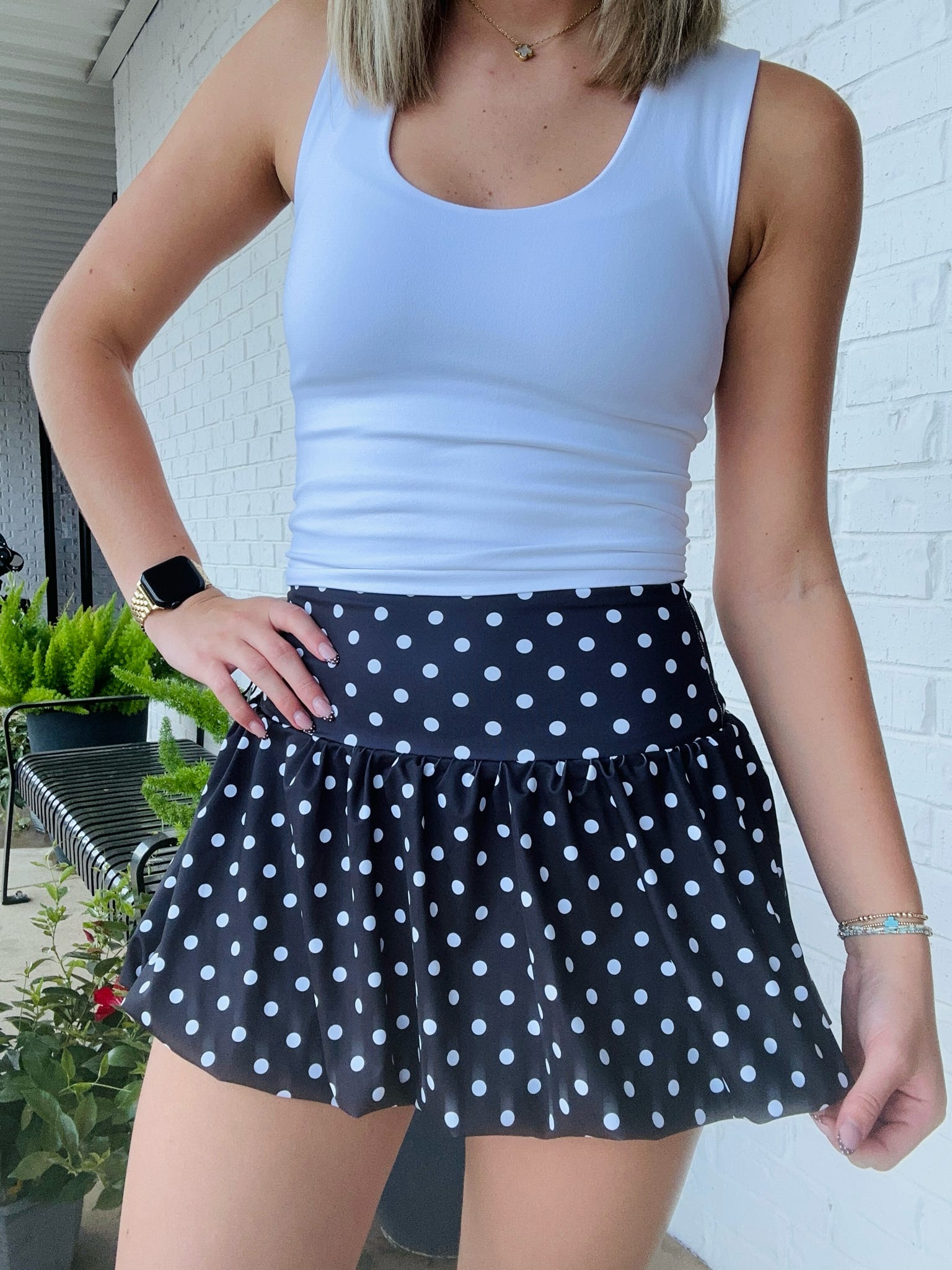 Polka Dot Bubble Active Skirt