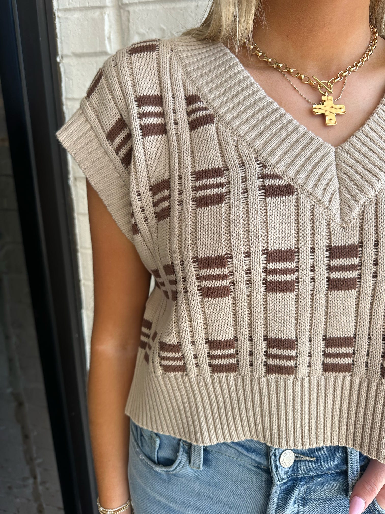 Give Thanks Cropped Sweater Vest