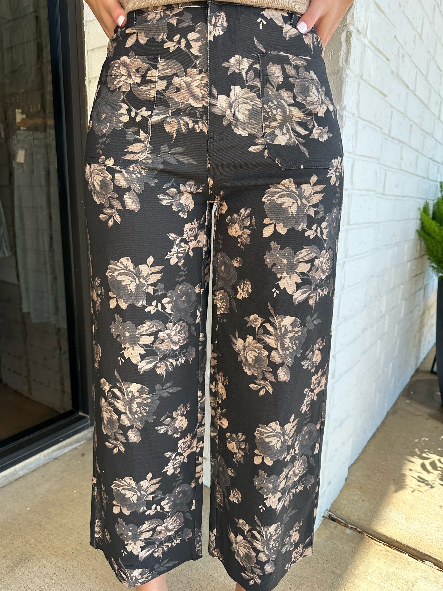 Fall Floral High Waist Pants