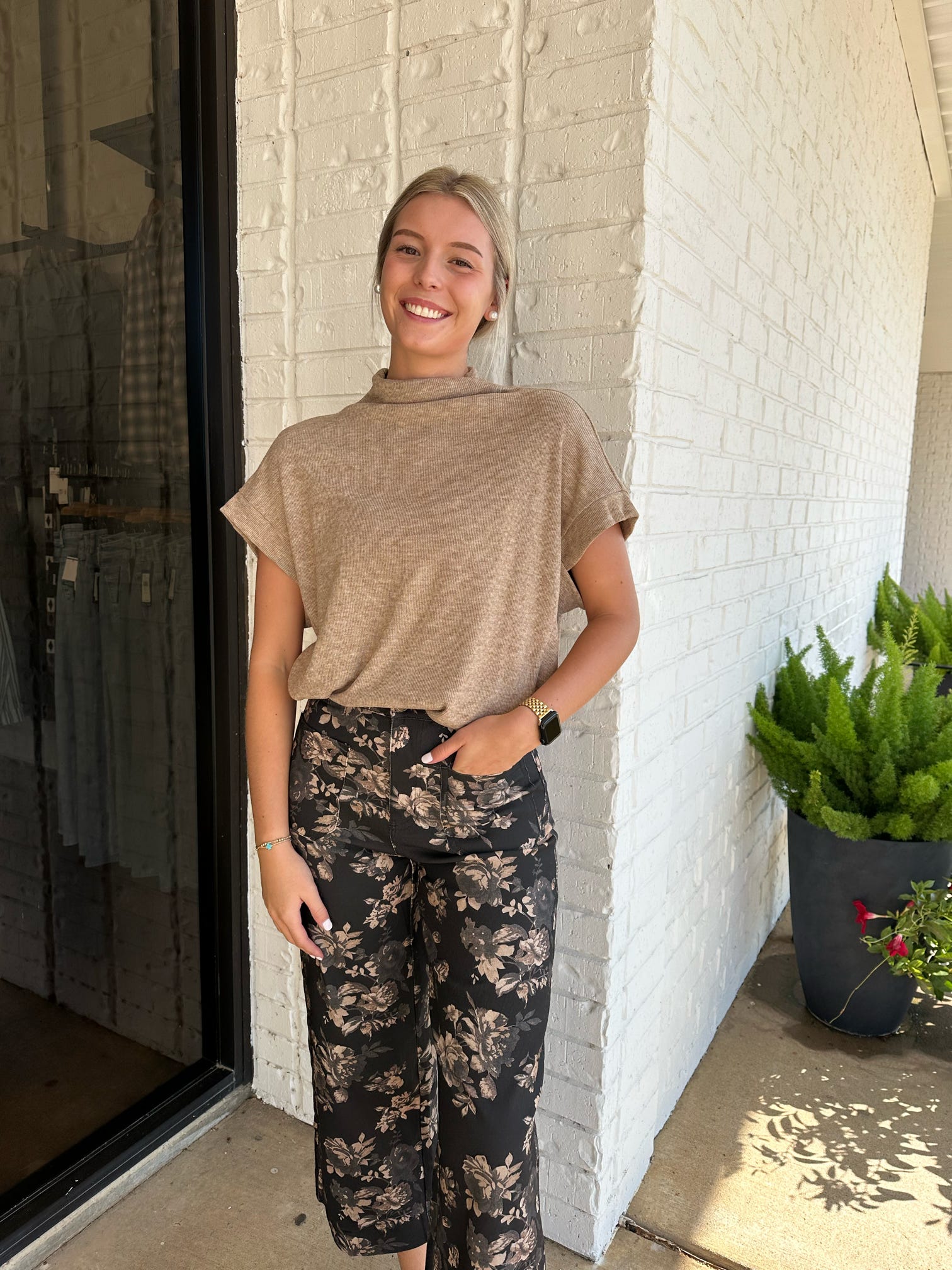 Fall Floral High Waist Pants