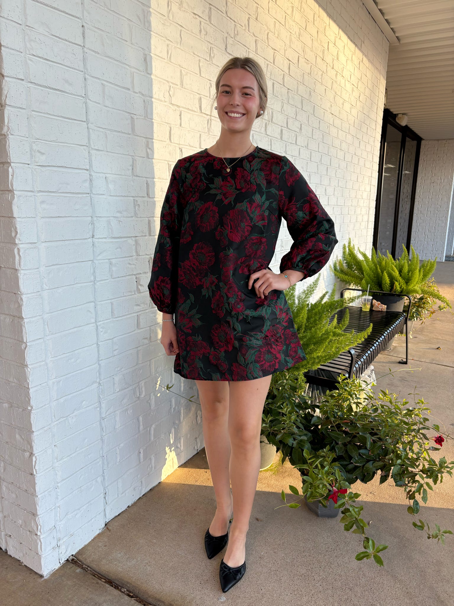 Holiday Jacquard Floral Dress
