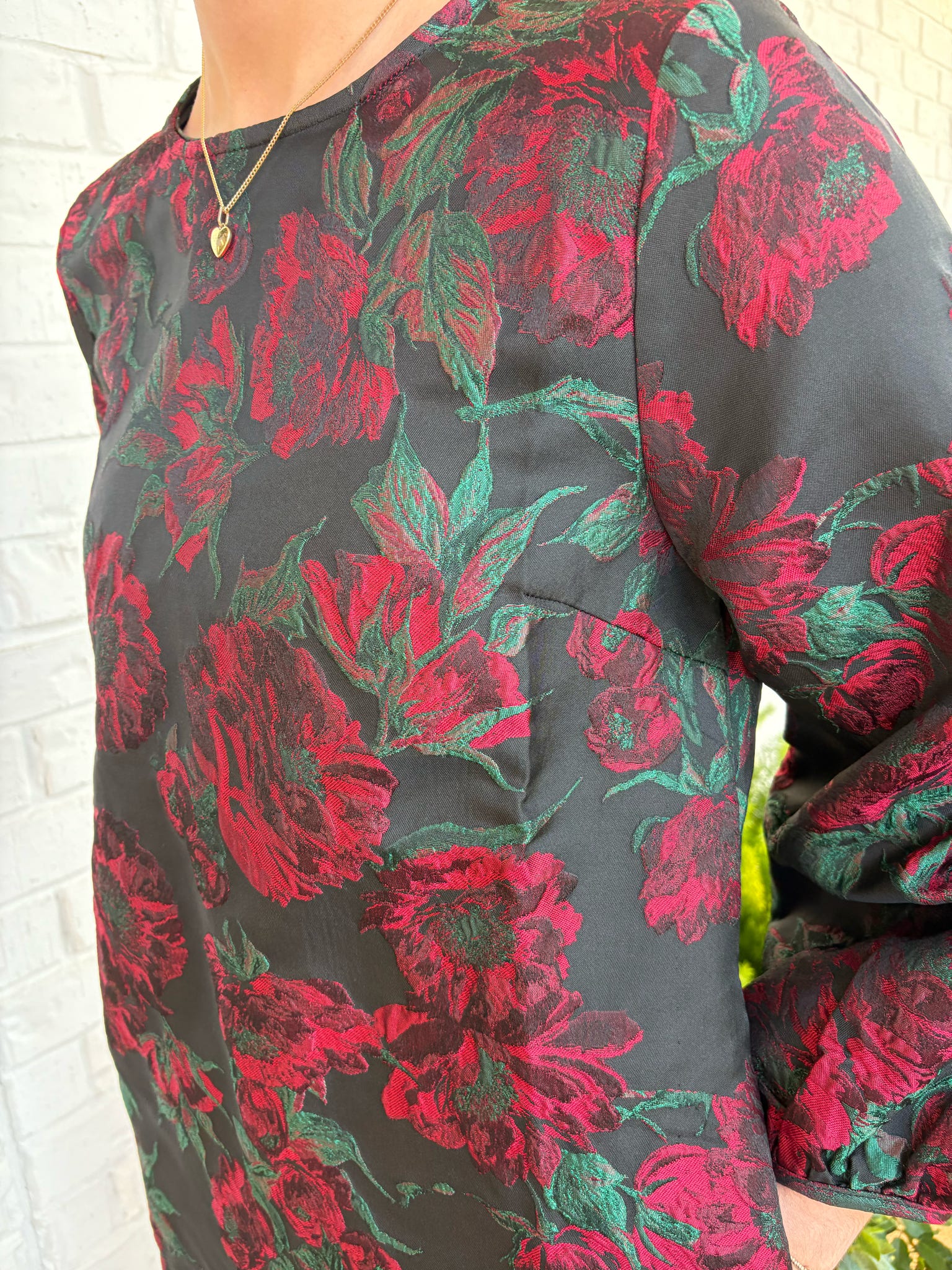 Holiday Jacquard Floral Dress