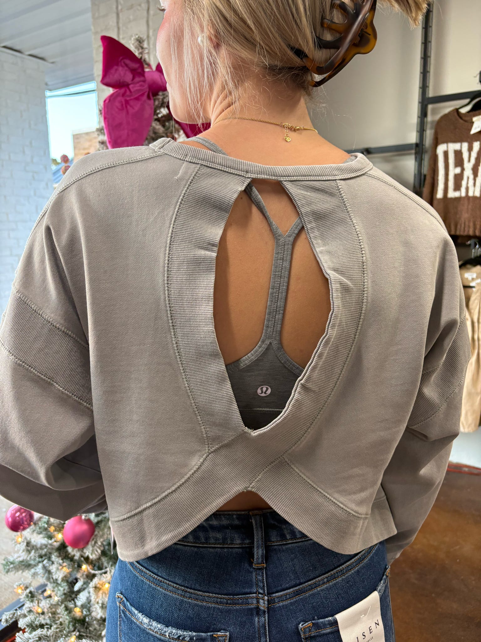 Mineral Washed Cutout Back Sweatshirt