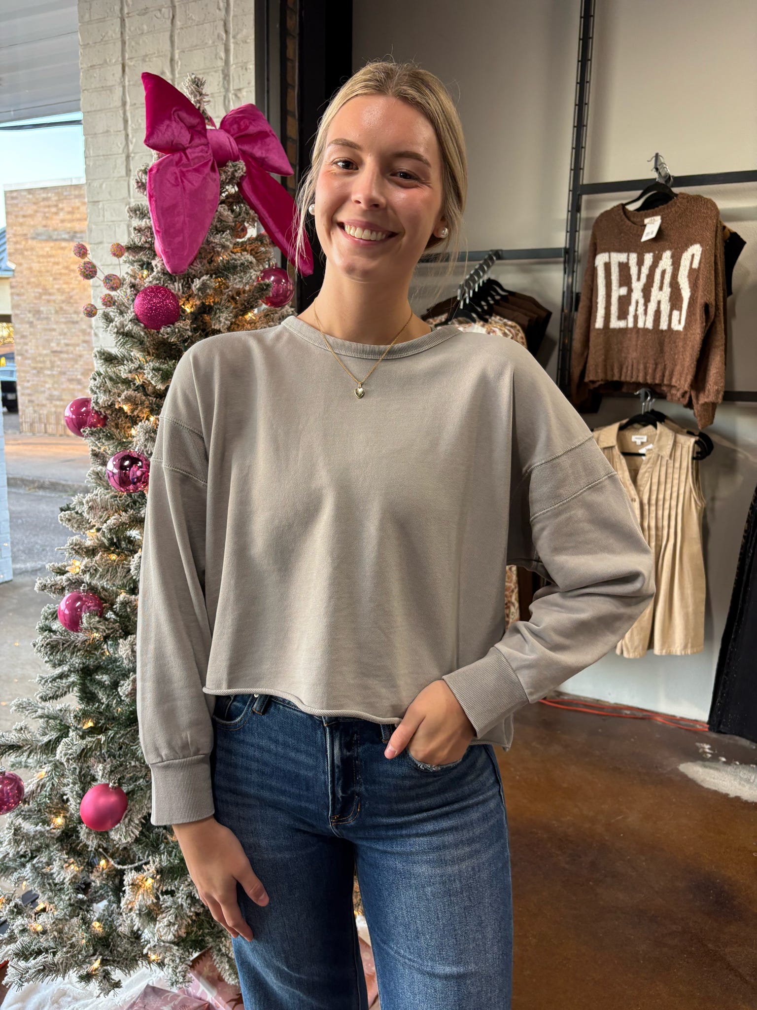 Mineral Washed Cutout Back Sweatshirt