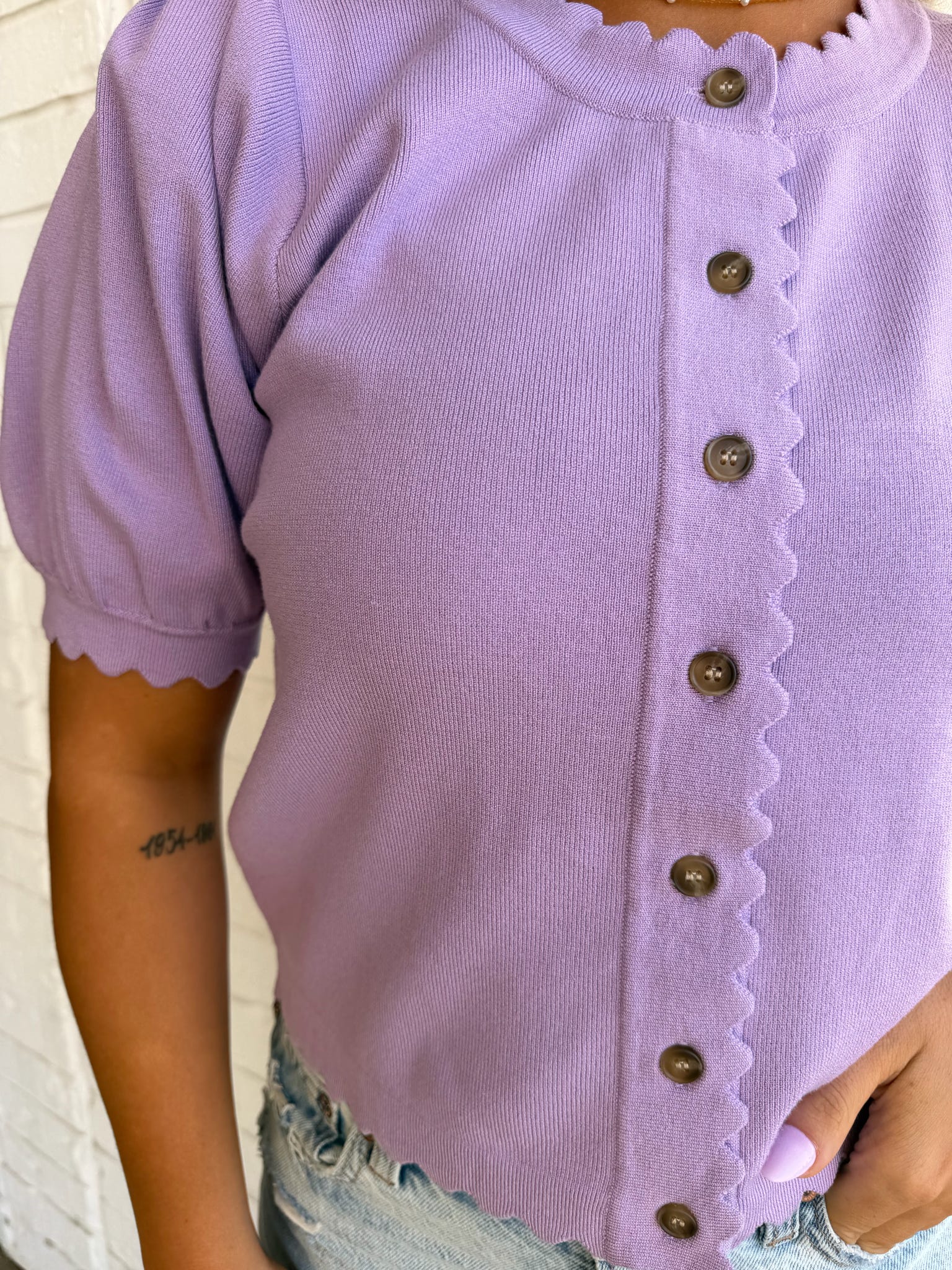 Entro Scalloped Button Up Blouse