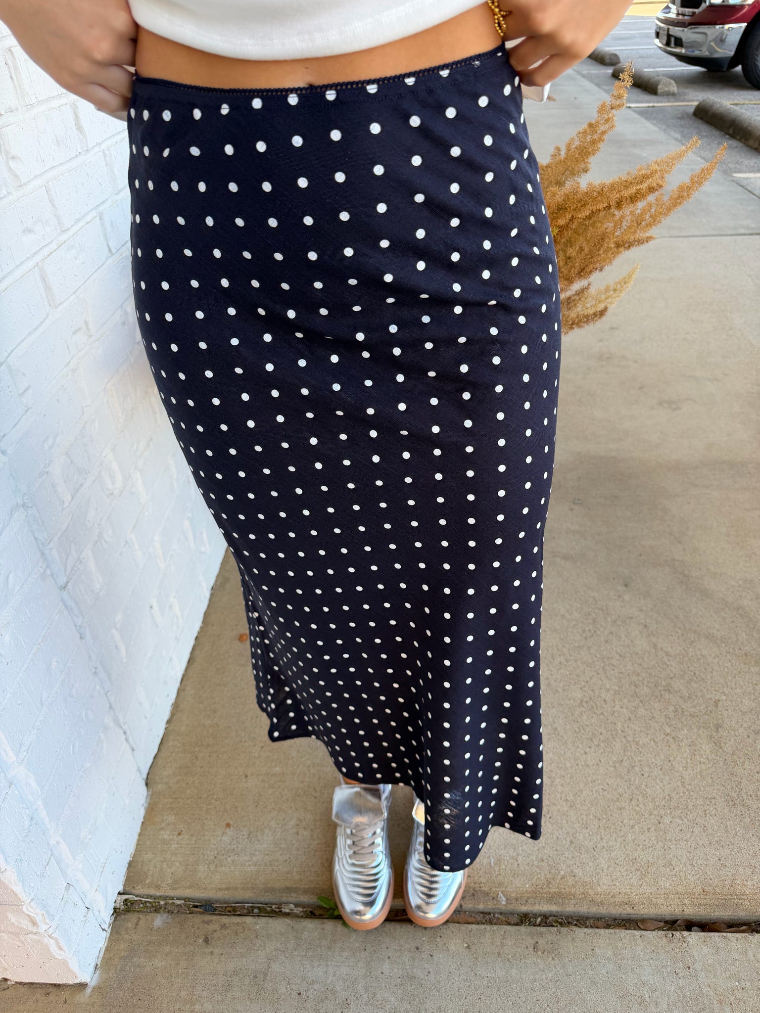 Polka Dot Midi Skirt