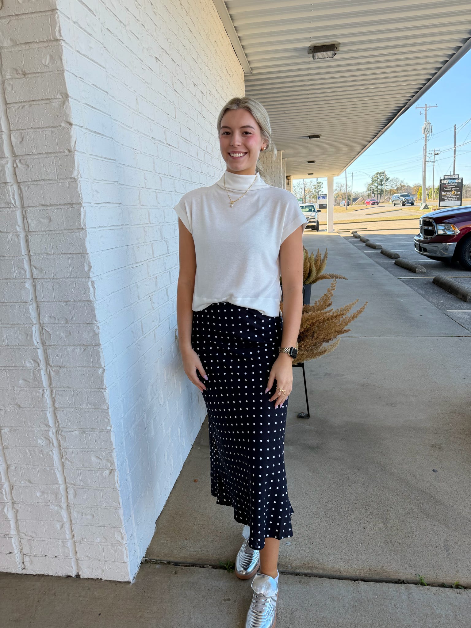 Polka Dot Midi Skirt