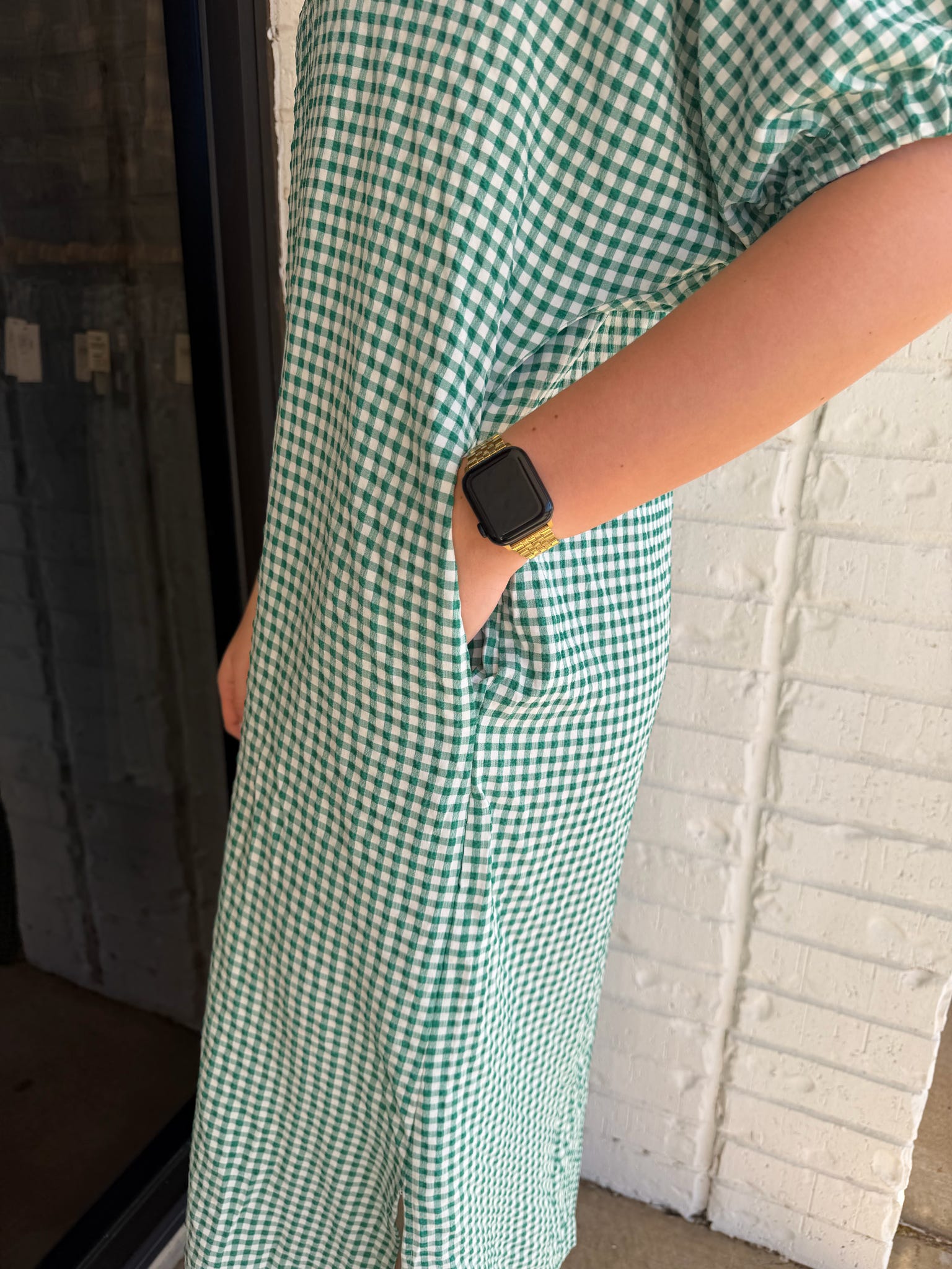 ENTRO Gingham Maxi Dress