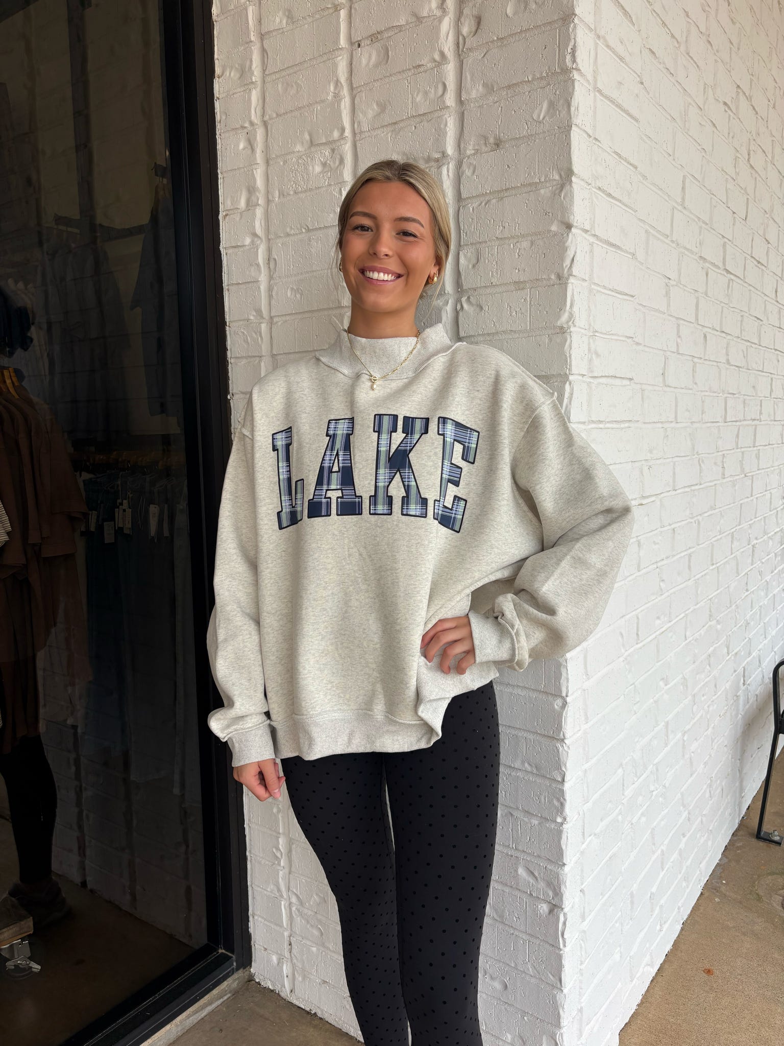 Oversized Reverse Mock Neck Sweatshirt