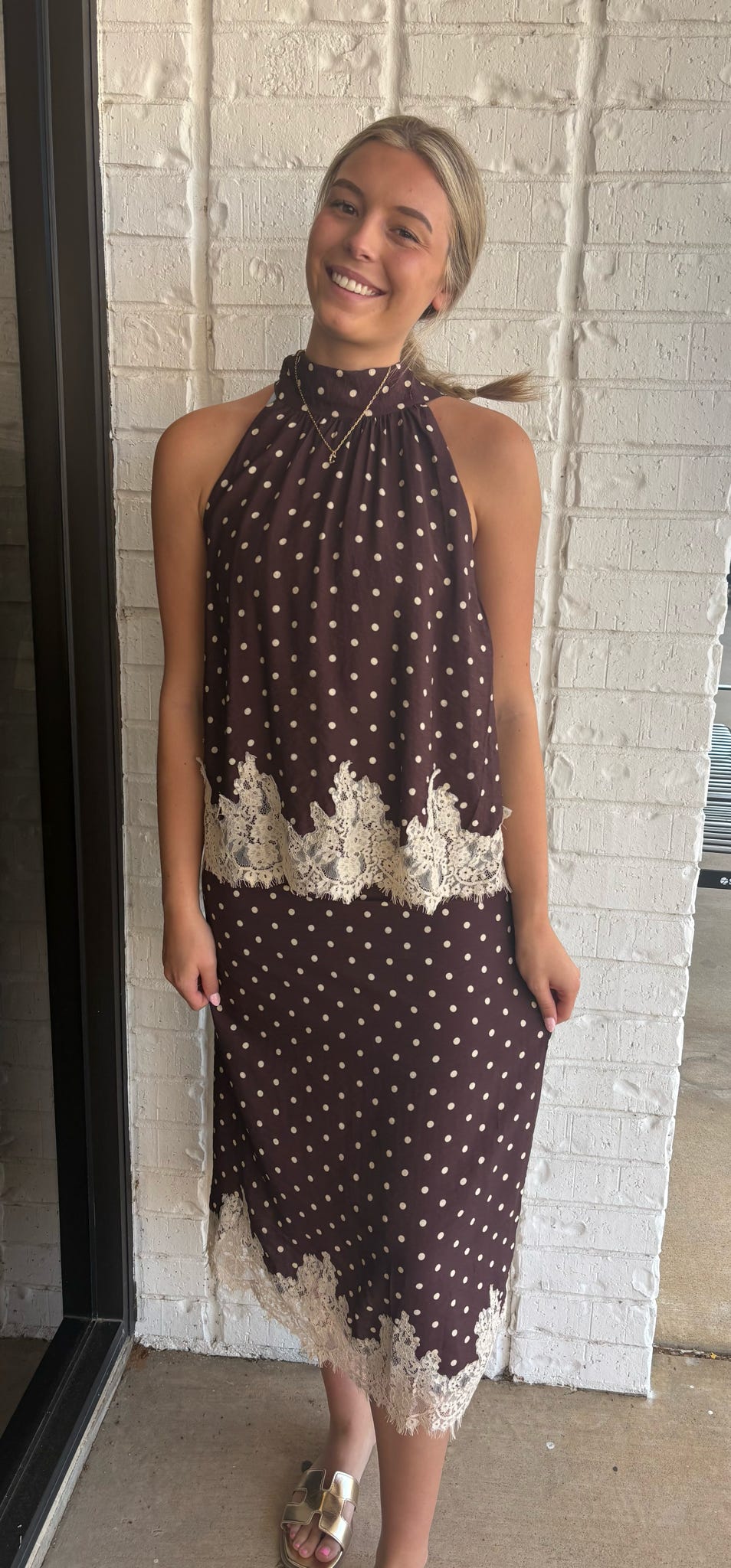 2 Piece Tie Top Detailed Long Skirt Set