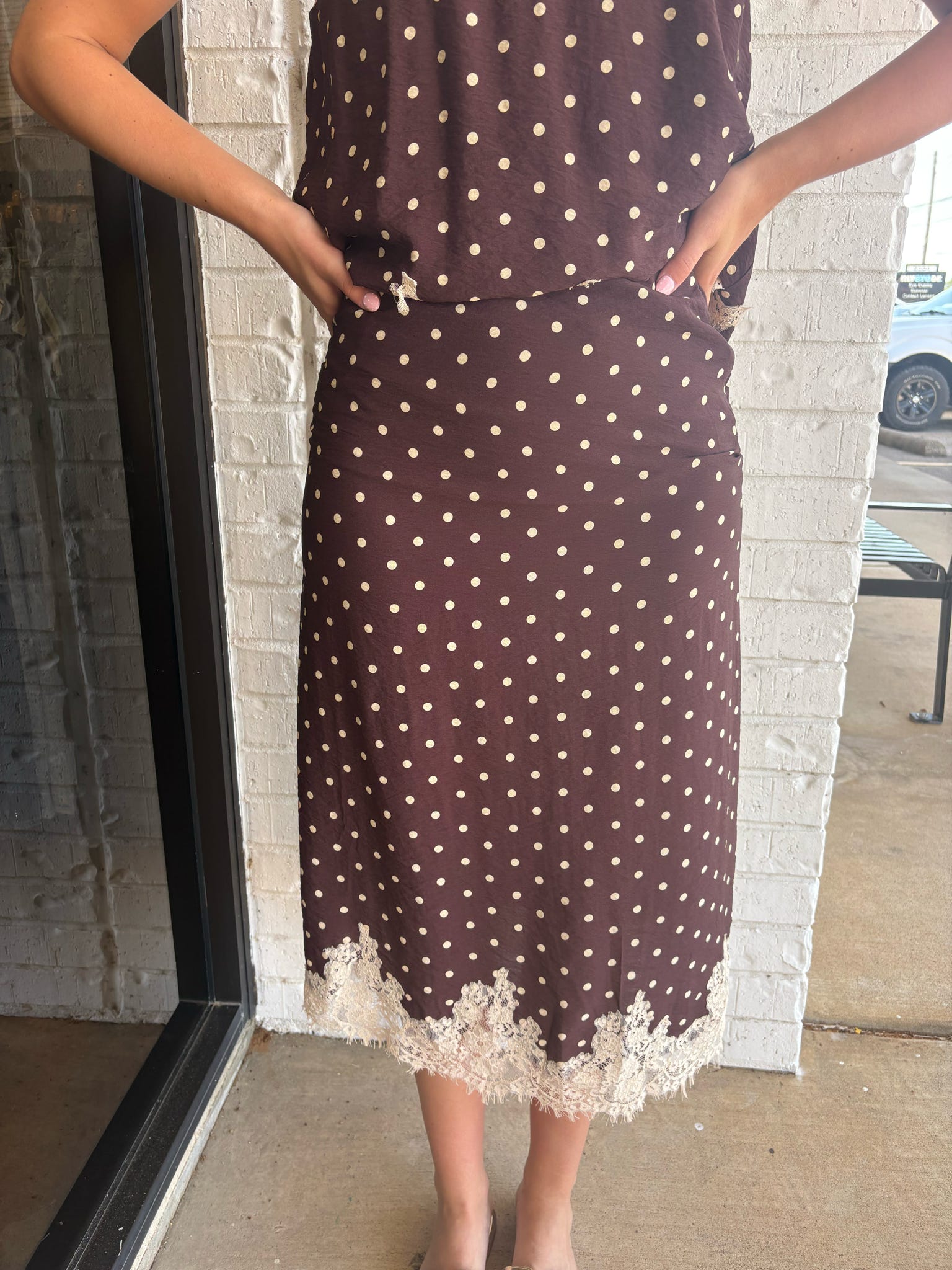 2 Piece Tie Top Detailed Long Skirt Set