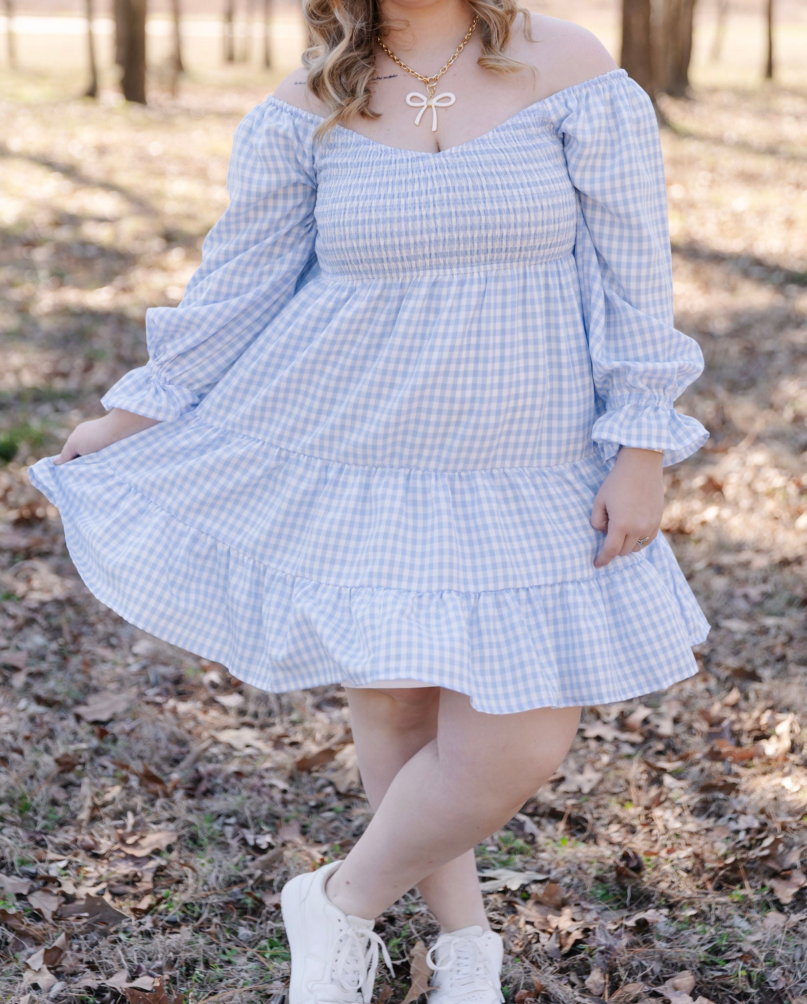 Emmy LS Tiered and Smocked Gingham Dress