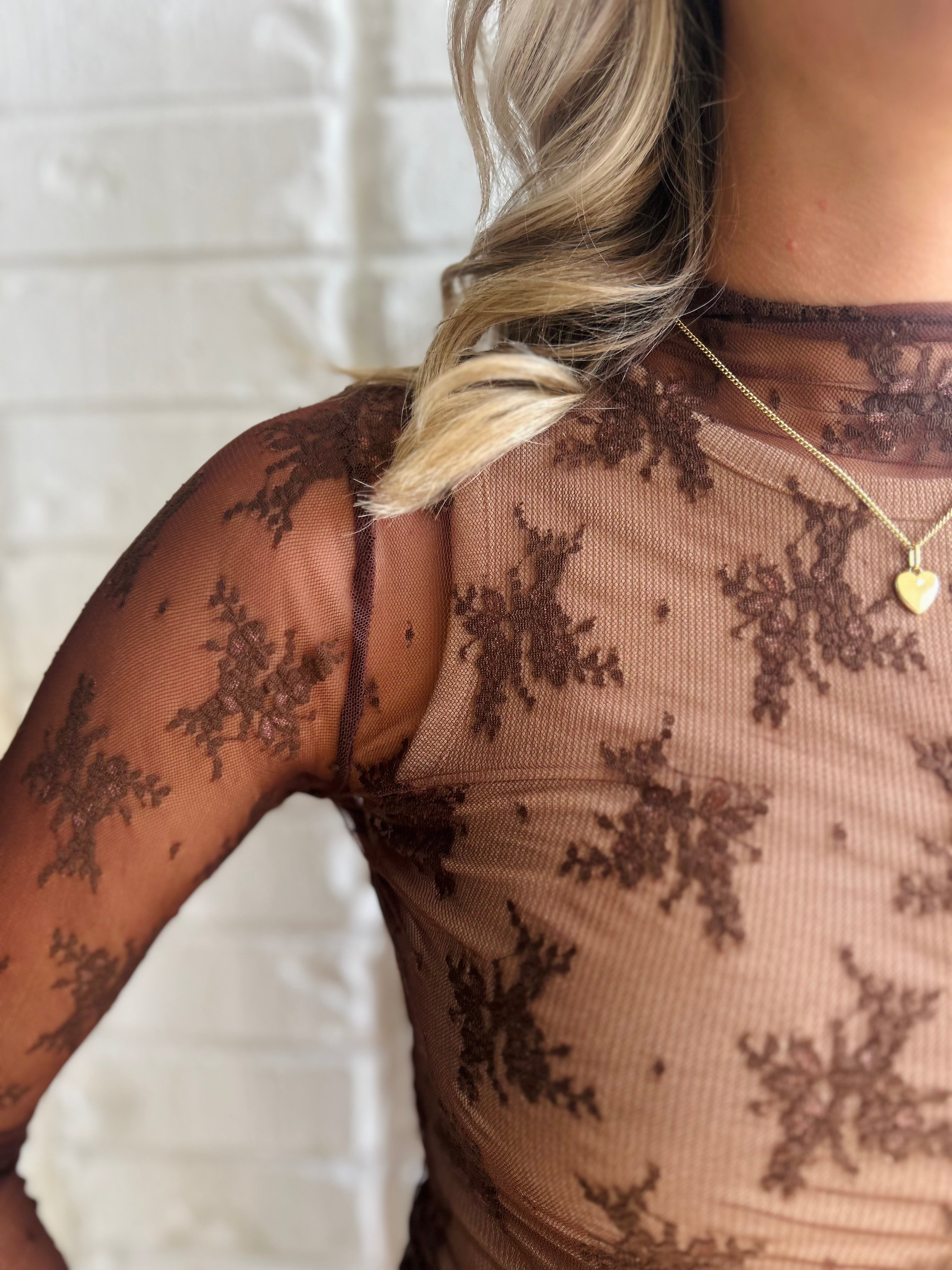 Sunday Sheer Lace Layering LS Top