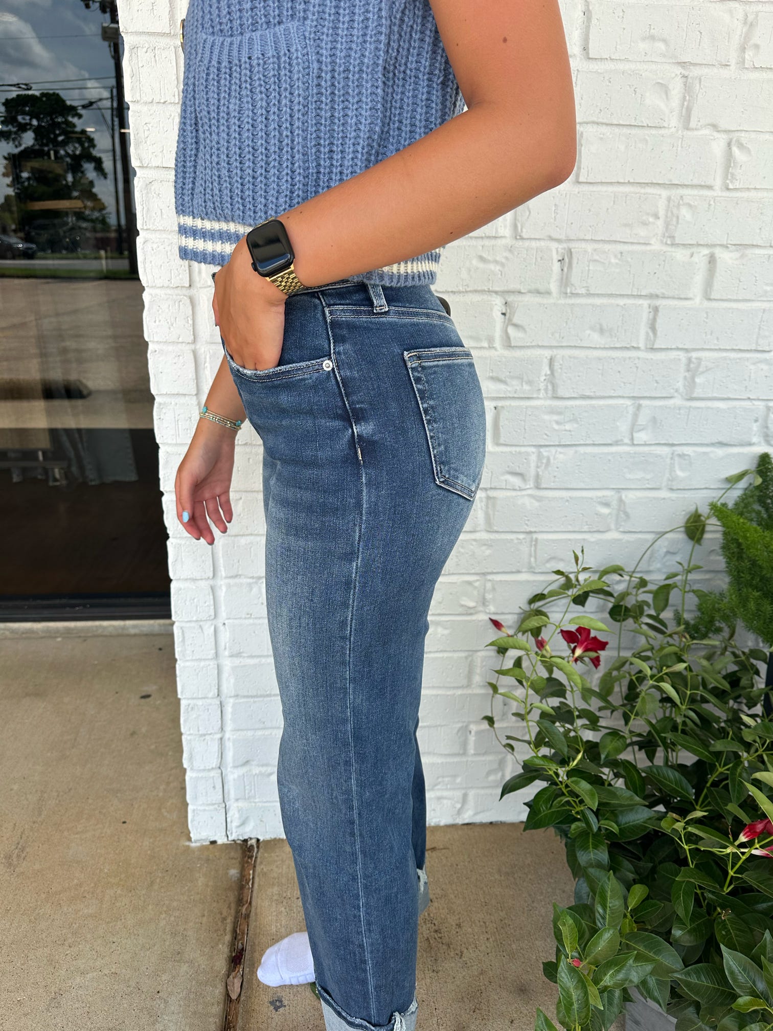 Mica Denim Diane Super High Relaxed Straight Cuffed Jeans