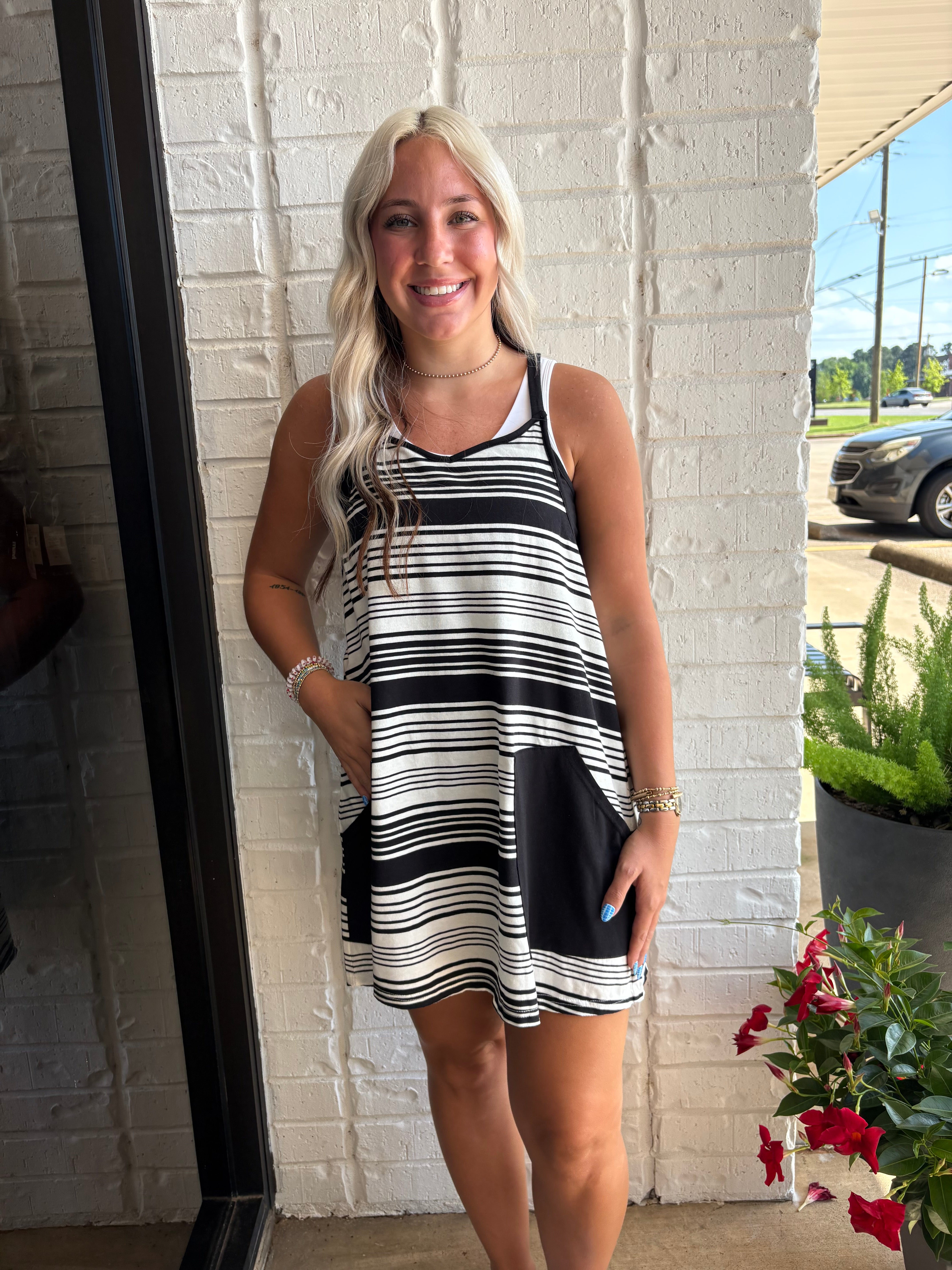 At Ease Striped Knit Mini Dress