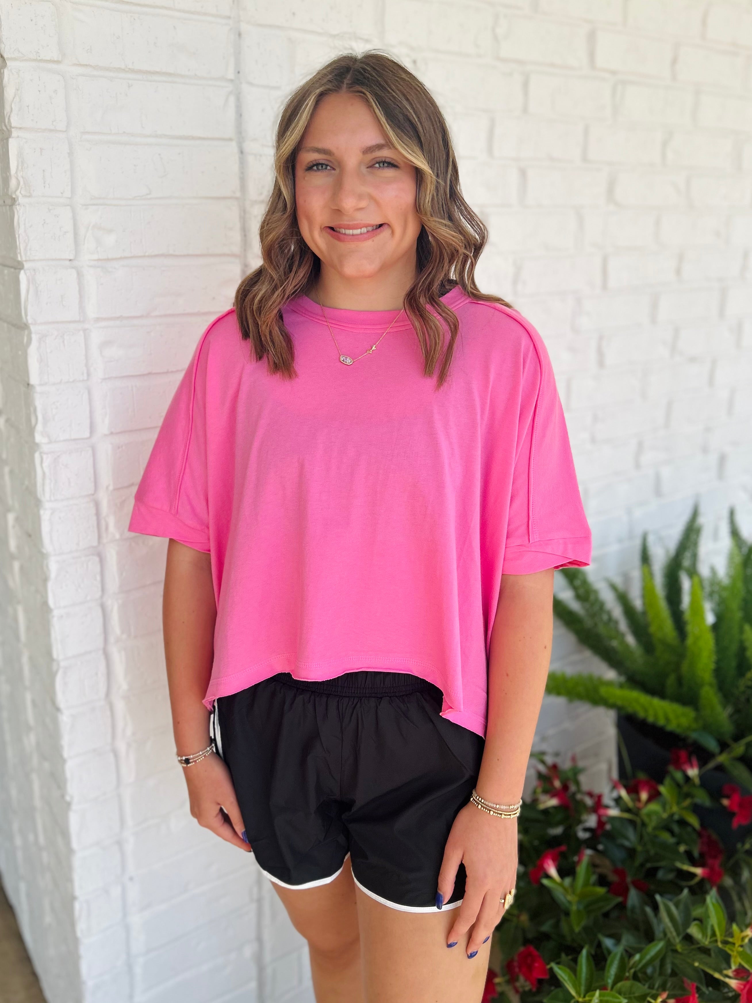 Boxy Fit Cropped Crew Neck Tee