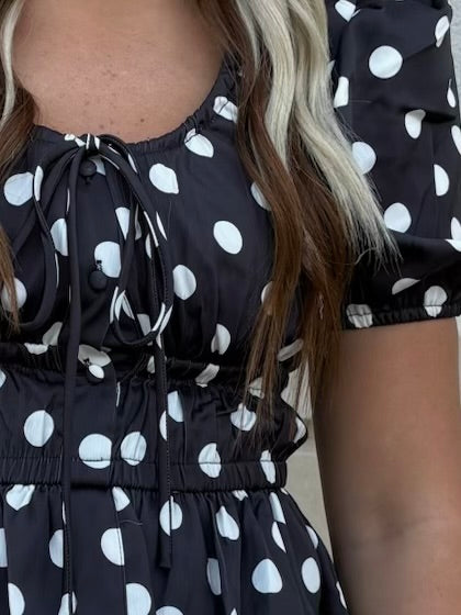 Mila Polka Dot Rouched Waist Babydoll Top