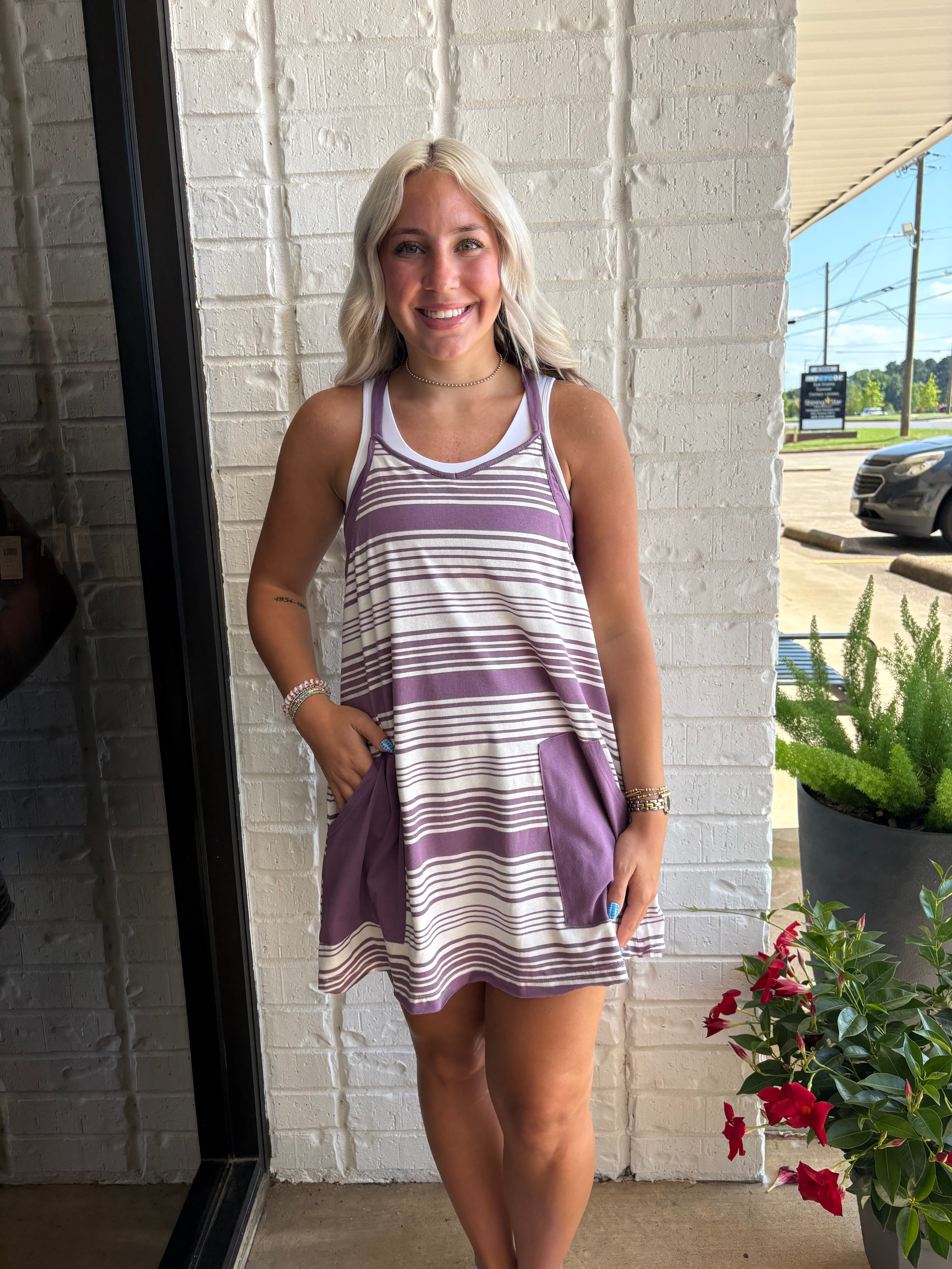 At Ease Striped Knit Mini Dress