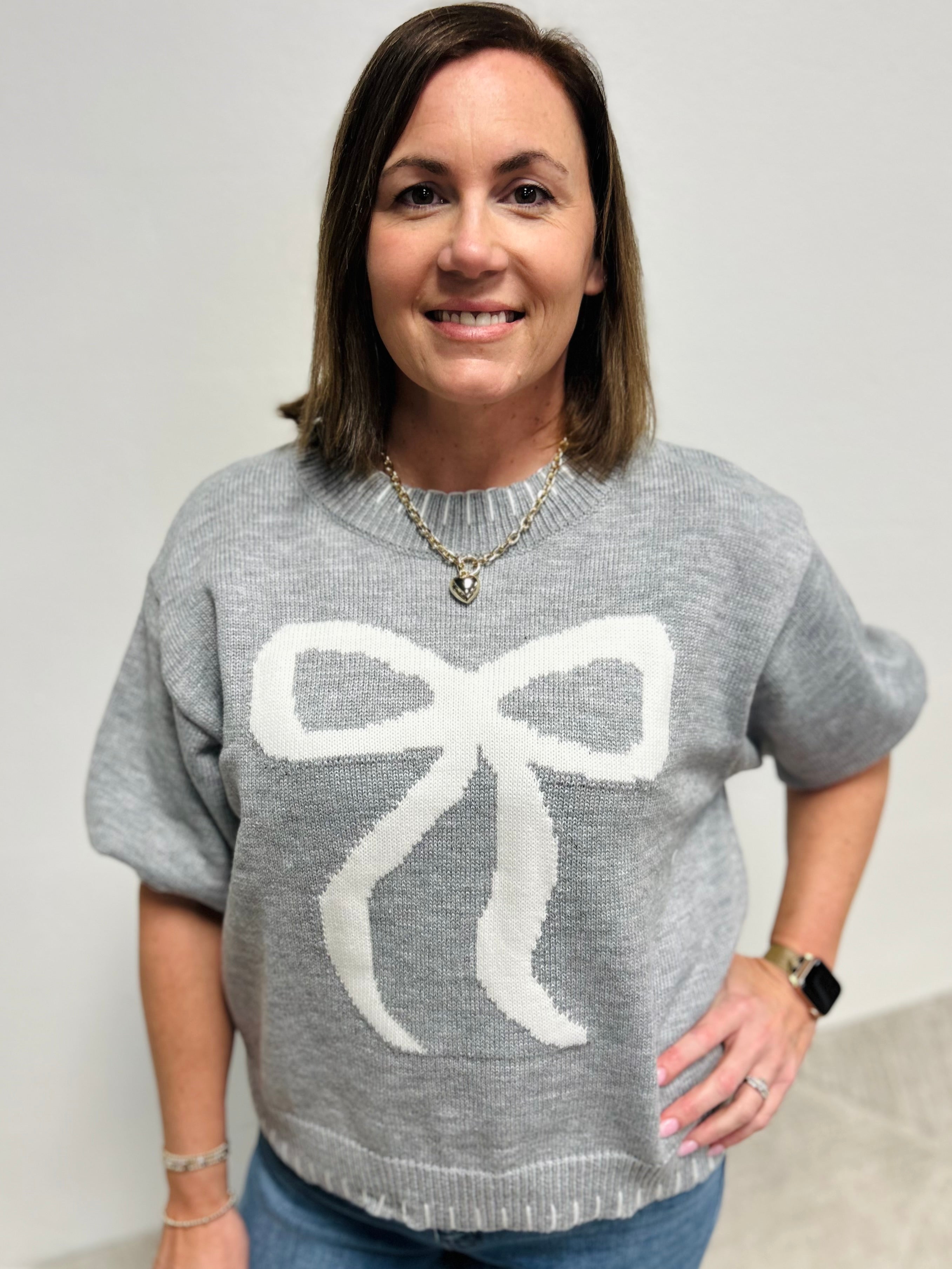 Bradley Bow Blanket Stitch SS Sweater