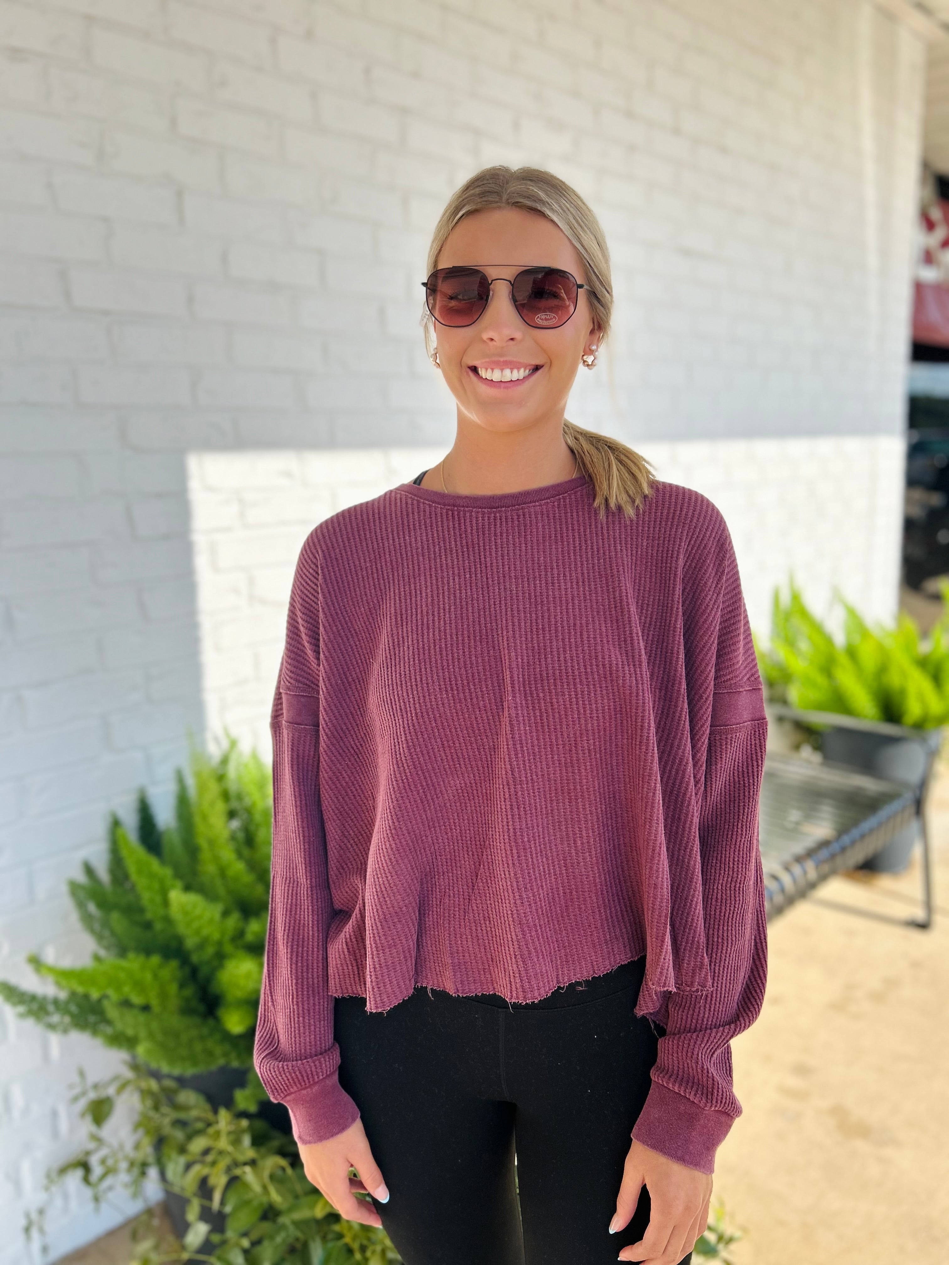 Hailey LS Oversized Cut Out Back Top