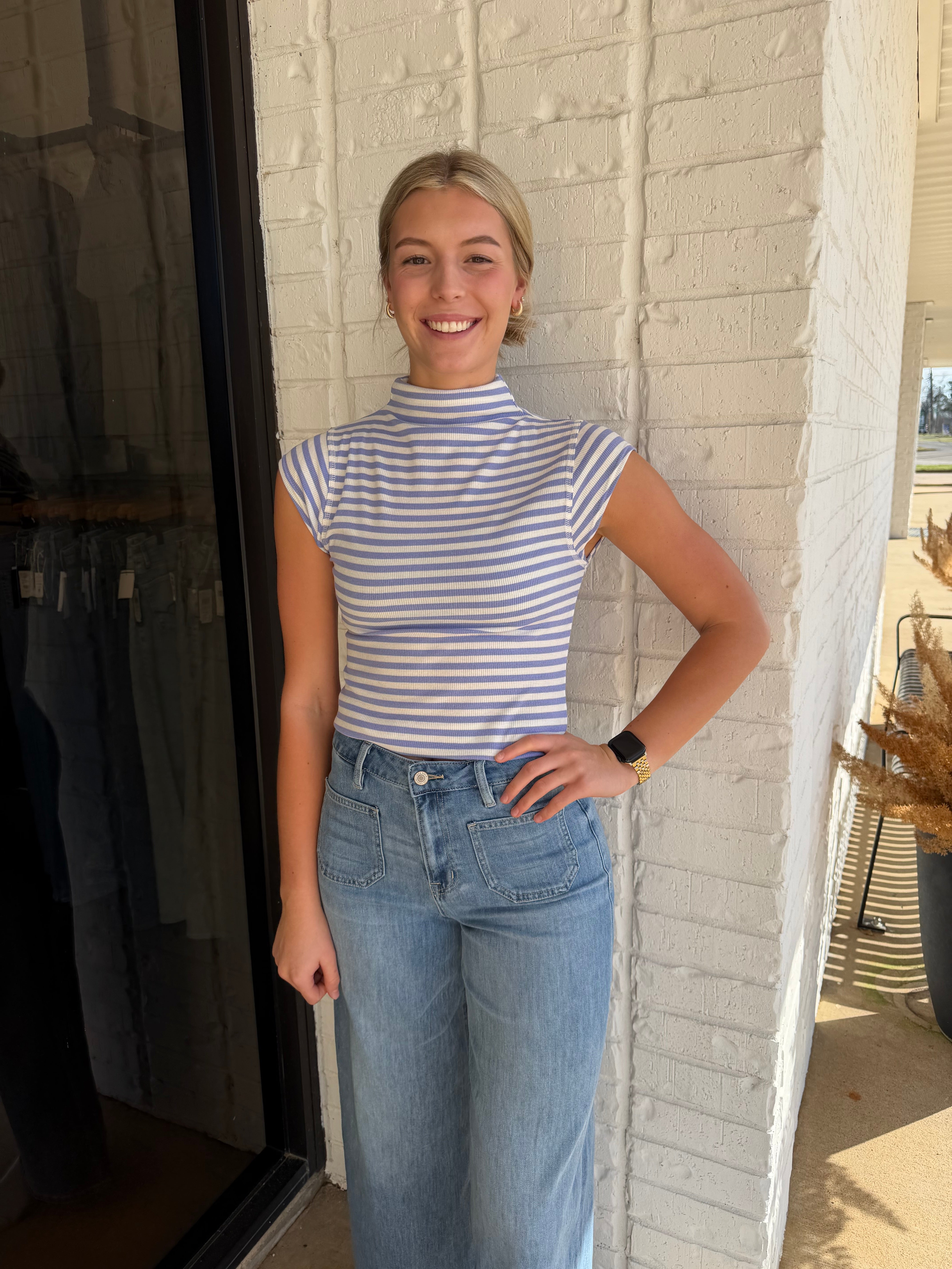 Mock Neck Fitted Top