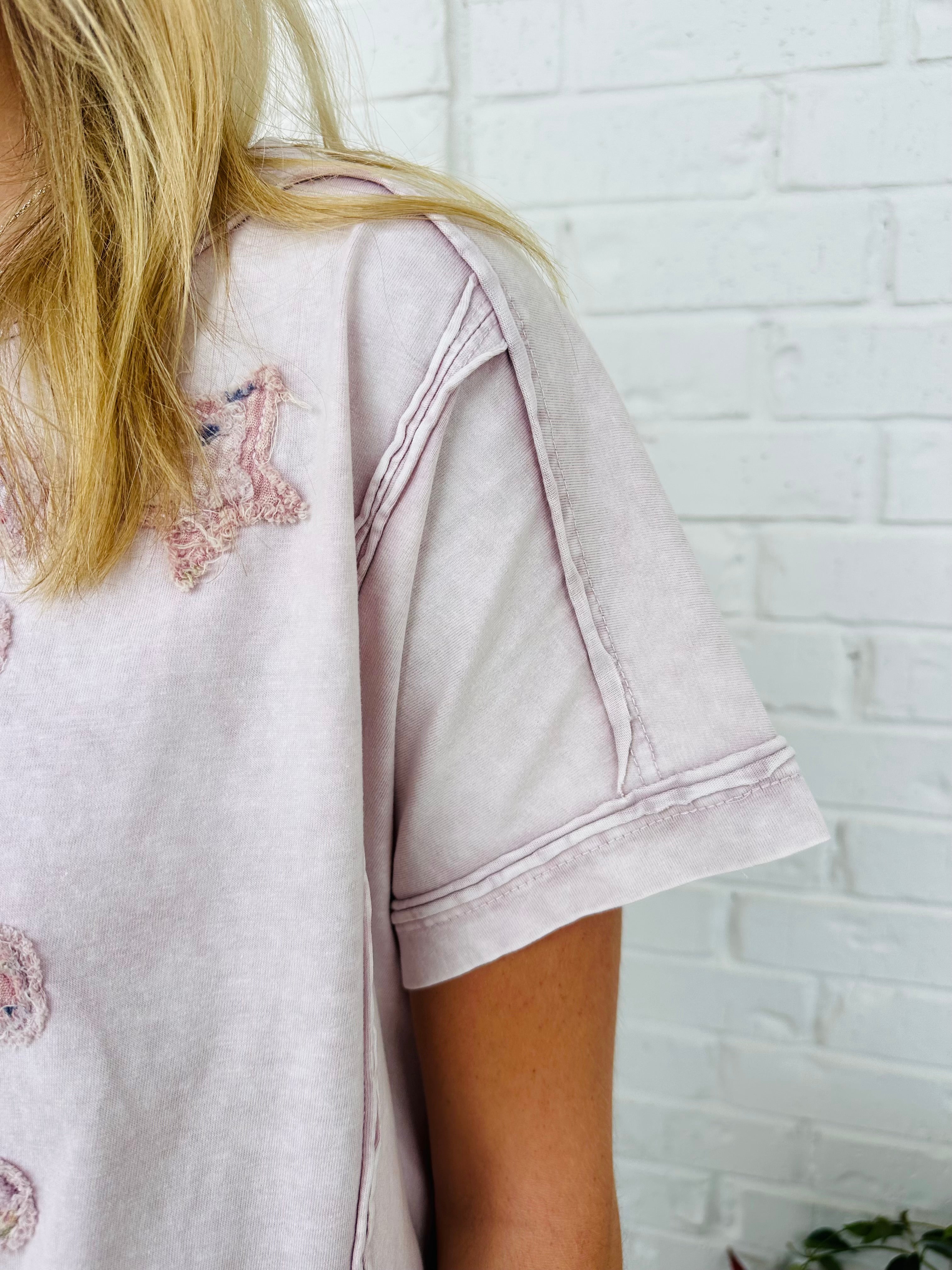 Peace Mineral Wash Patchwork Oversized Tee