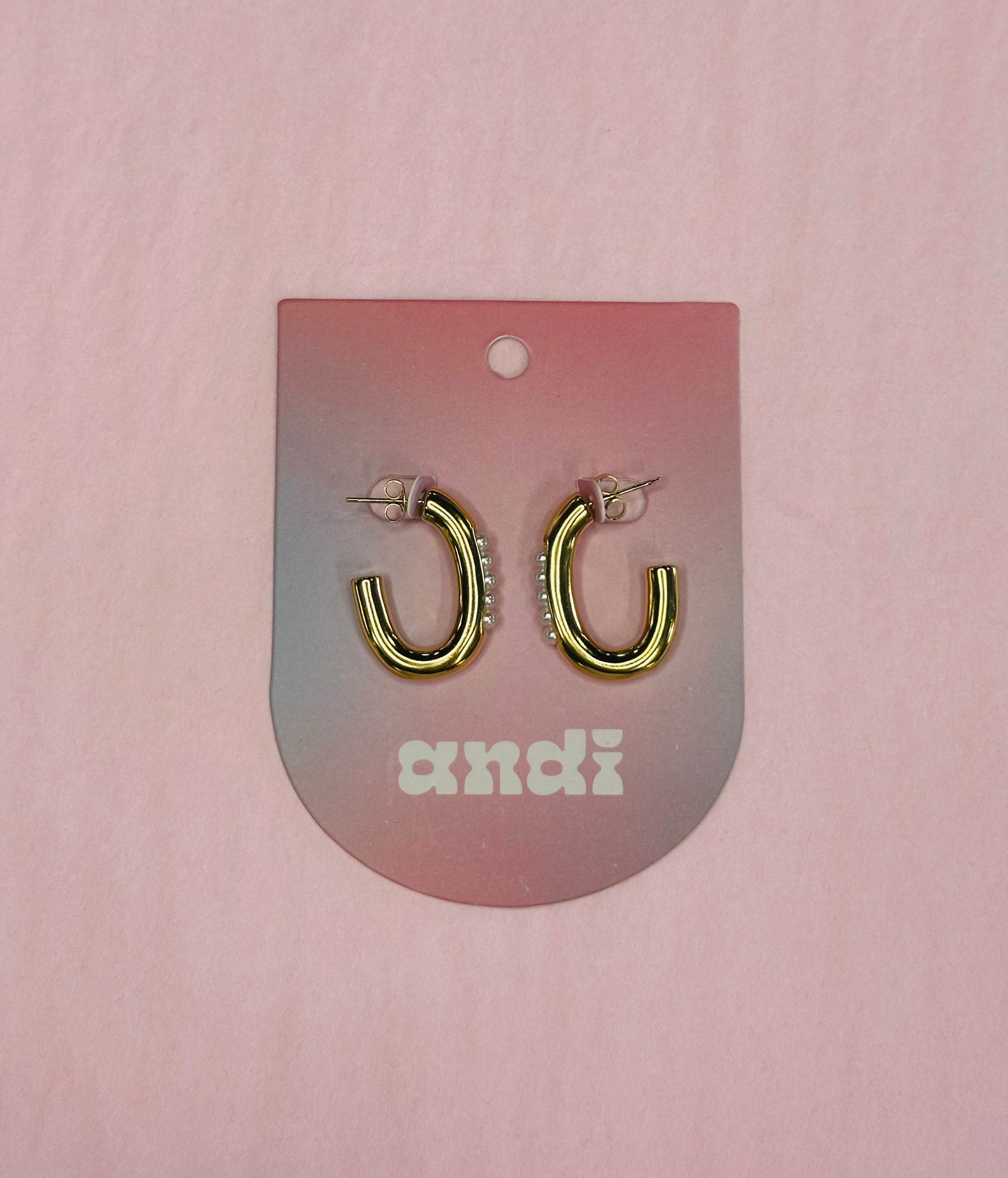 Pearl Encrusted Half Hoop Earrings