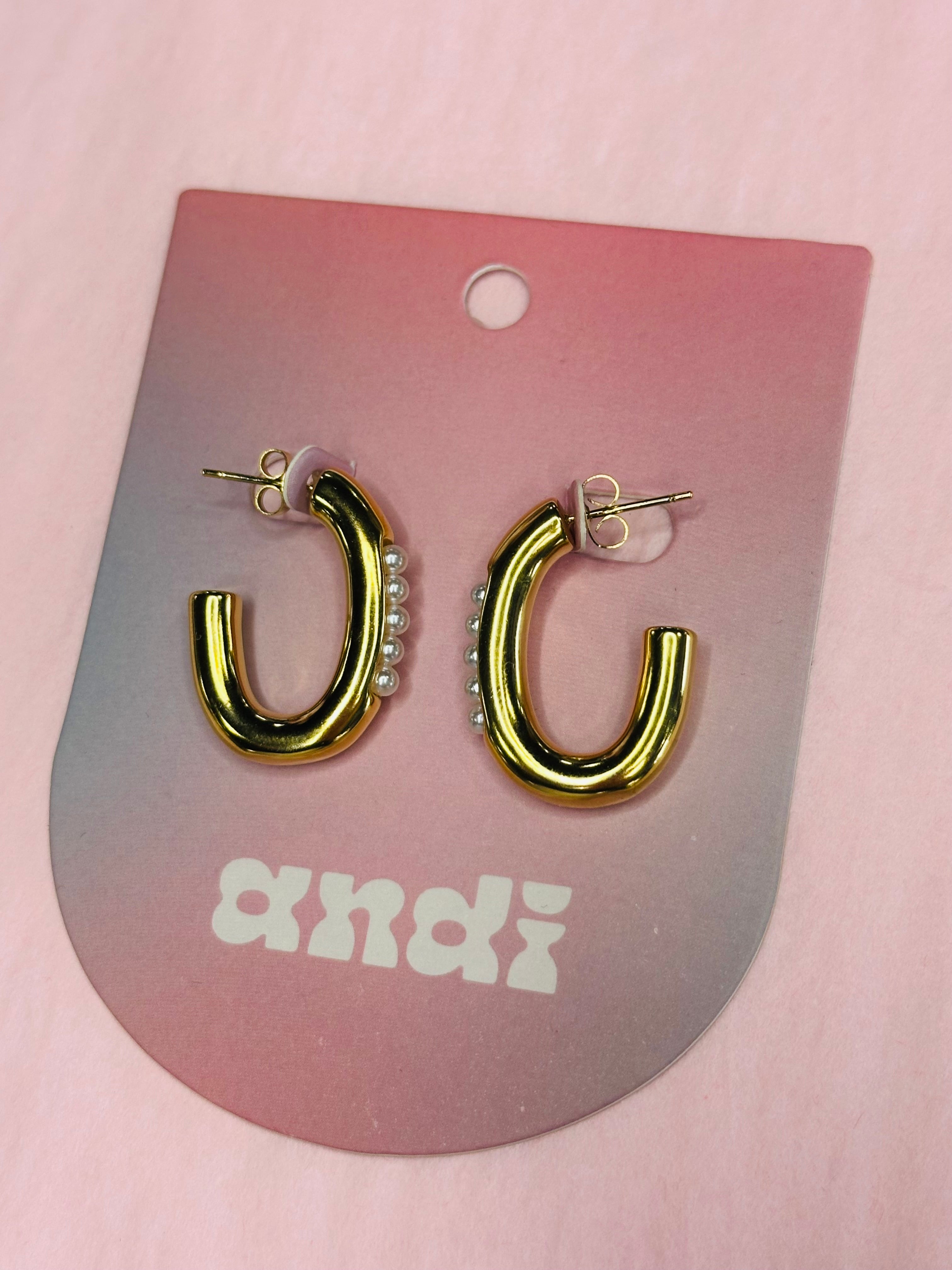 Pearl Encrusted Half Hoop Earrings