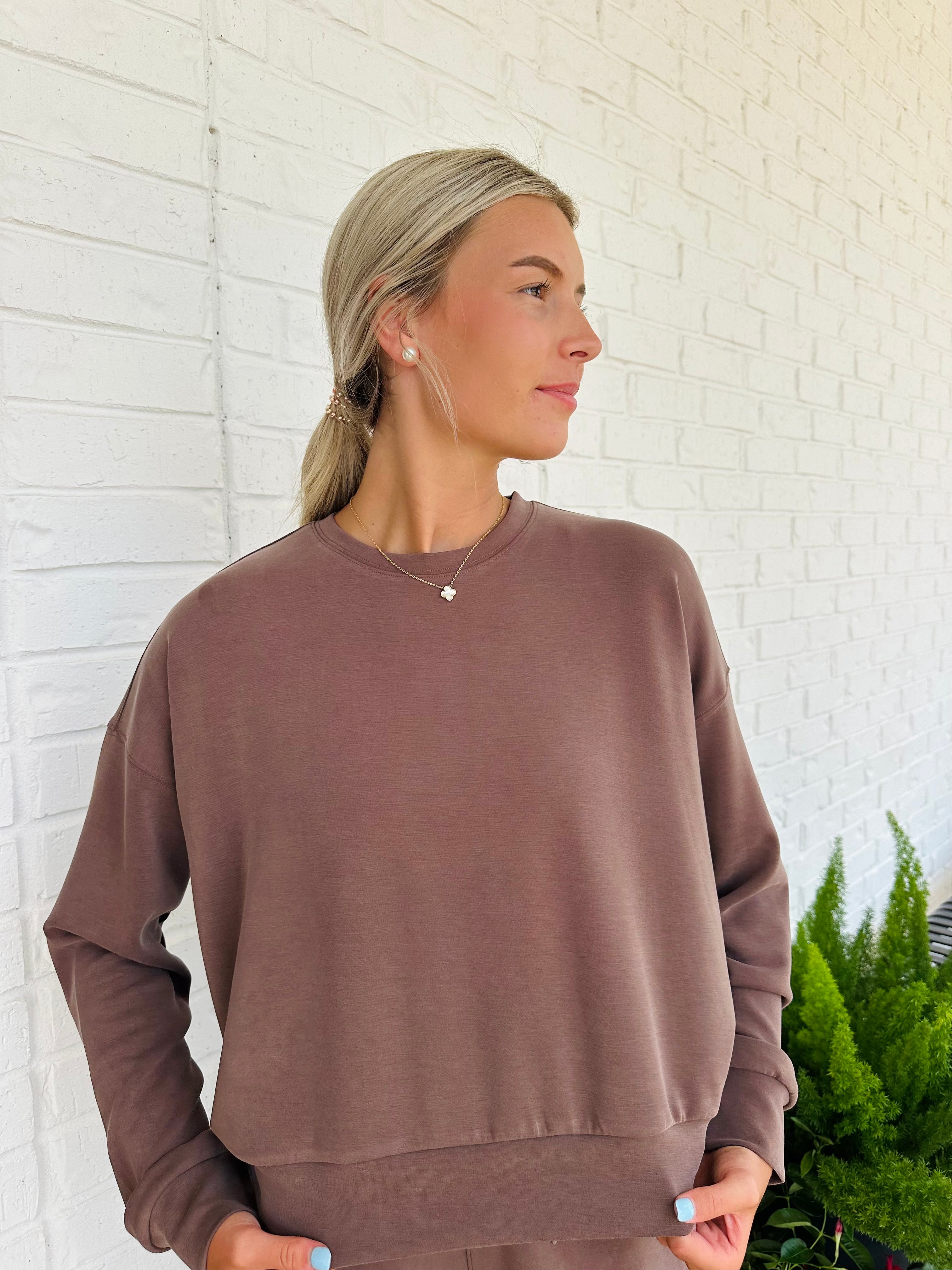 Rebecca Scuba LS Lightweight Knit Smooth Top