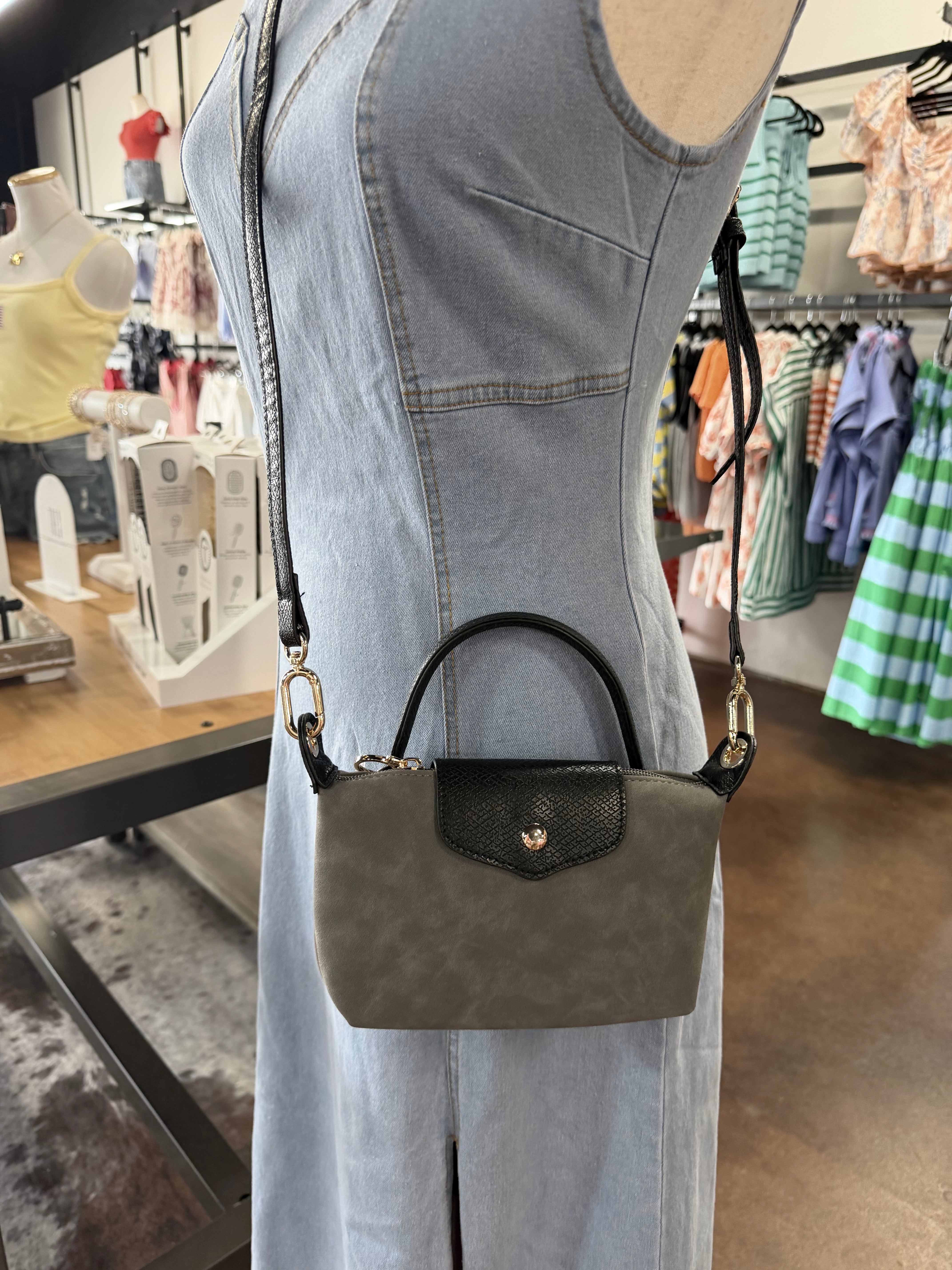 Faux Suede Mini Crossbody Bag
