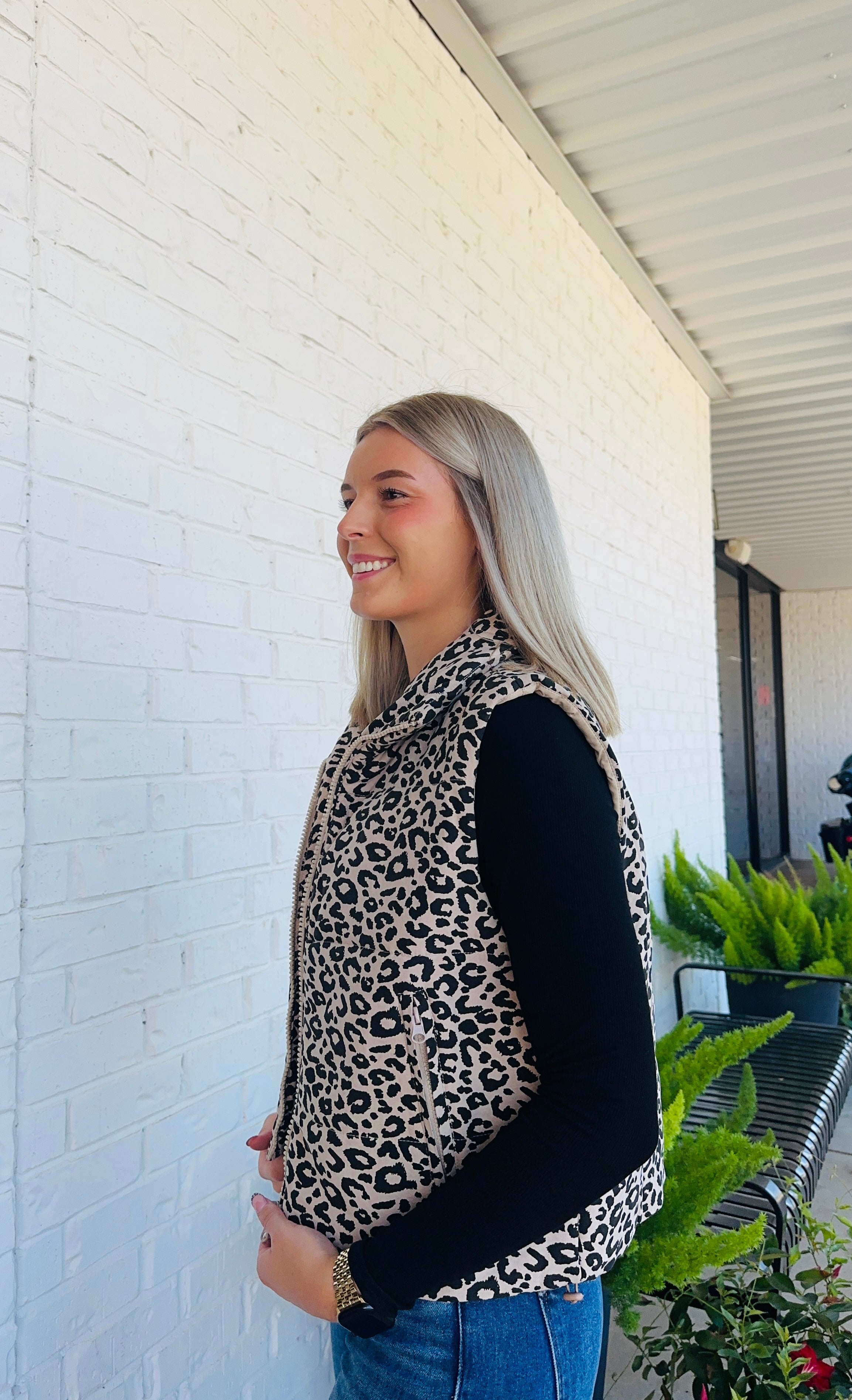 Leopard Zip Up Vest