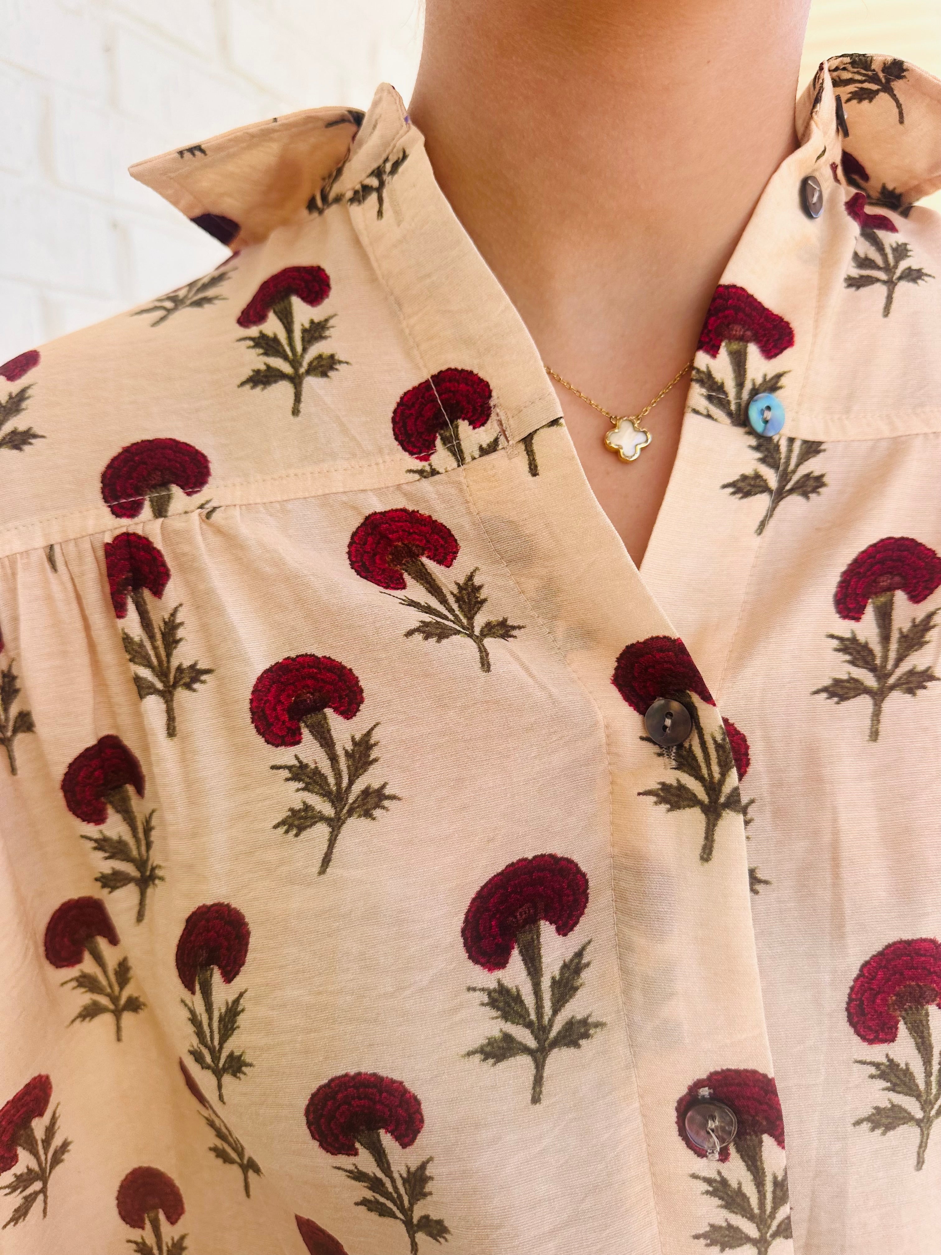 Poppy Button Up Top