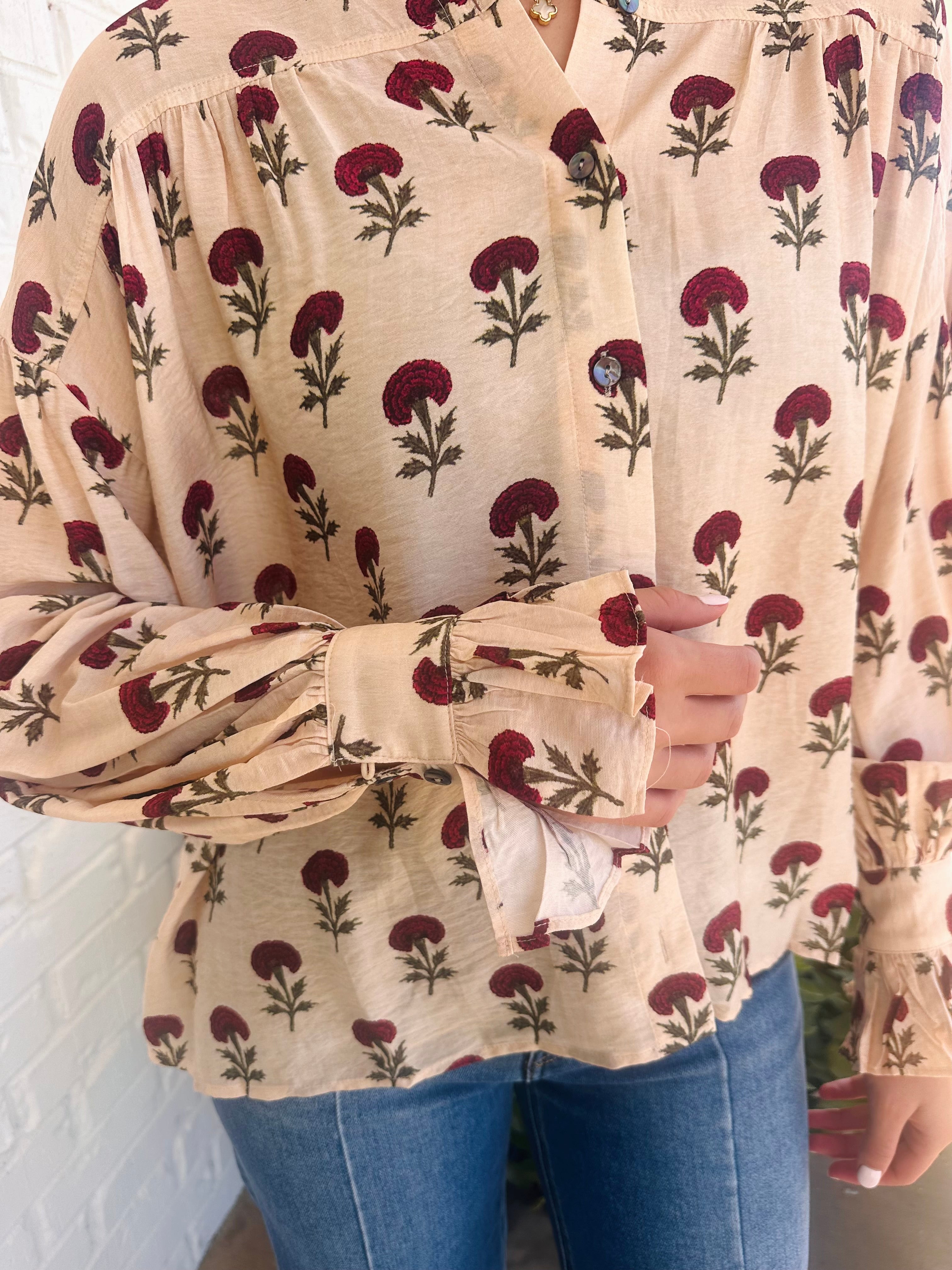 Poppy Button Up Top