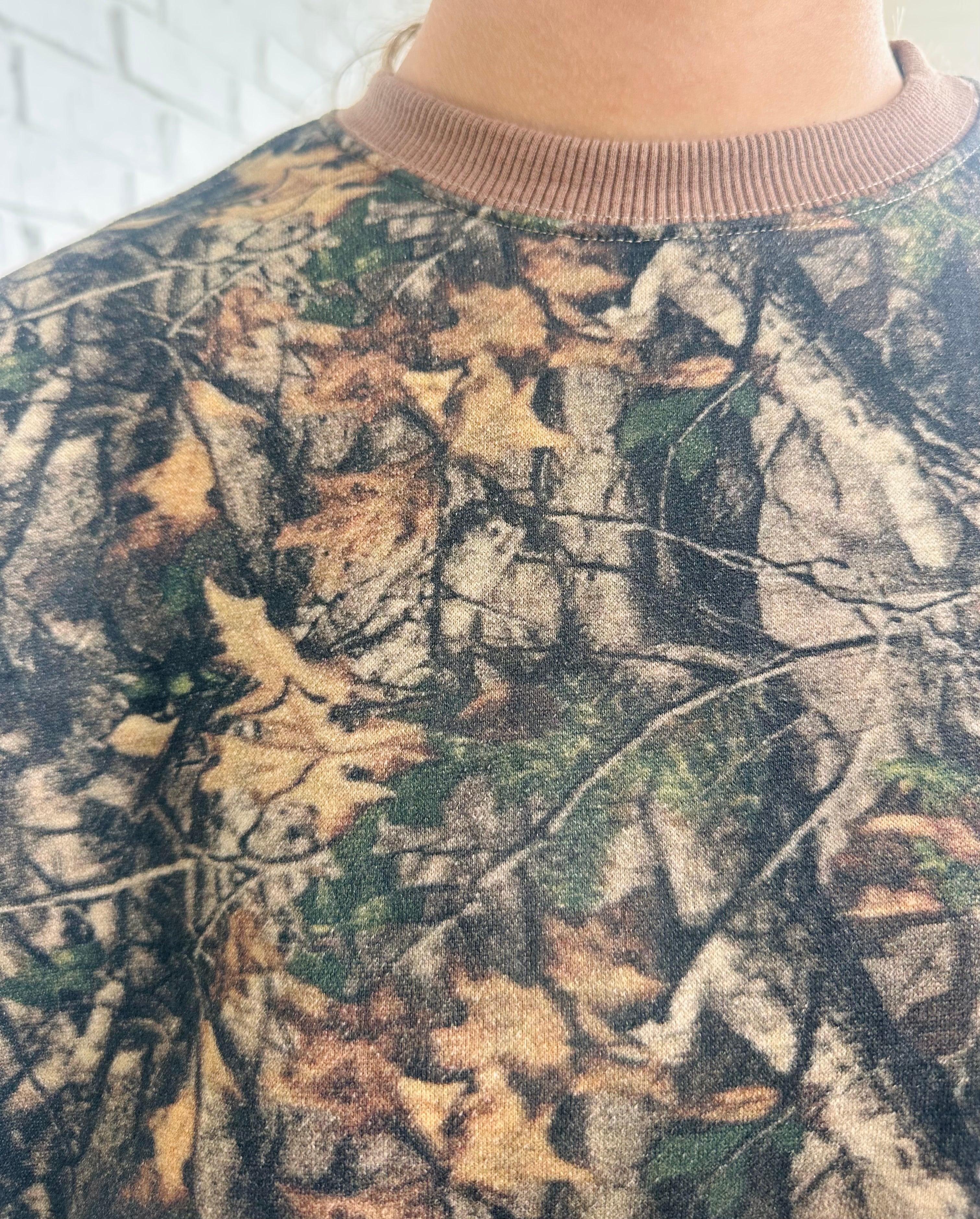 Dark Woodland Camo Fleece Crew Sweatshirt