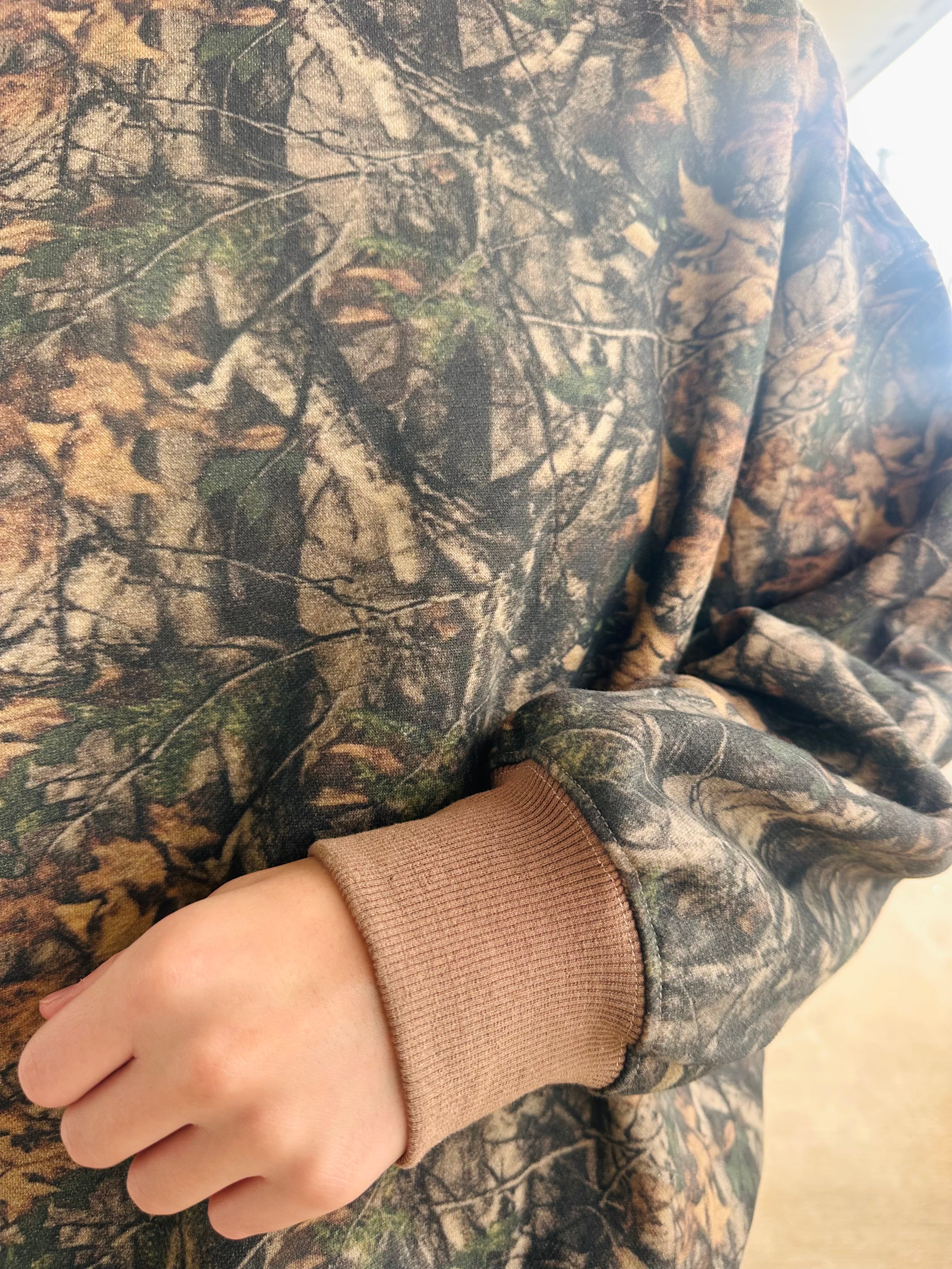 Dark Woodland Camo Fleece Crew Sweatshirt