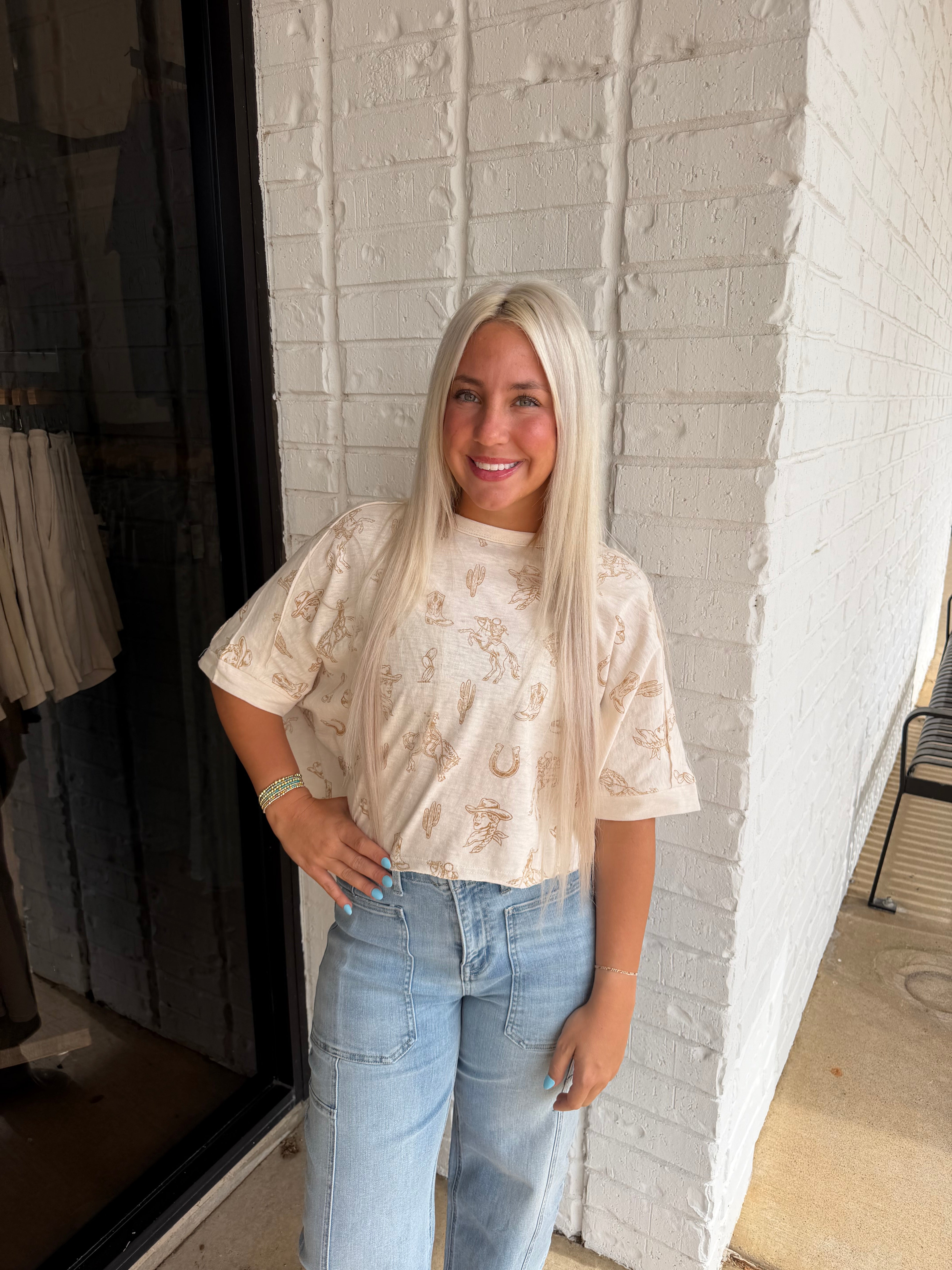 Dolman Sleeve Western Graphic Casual Top
