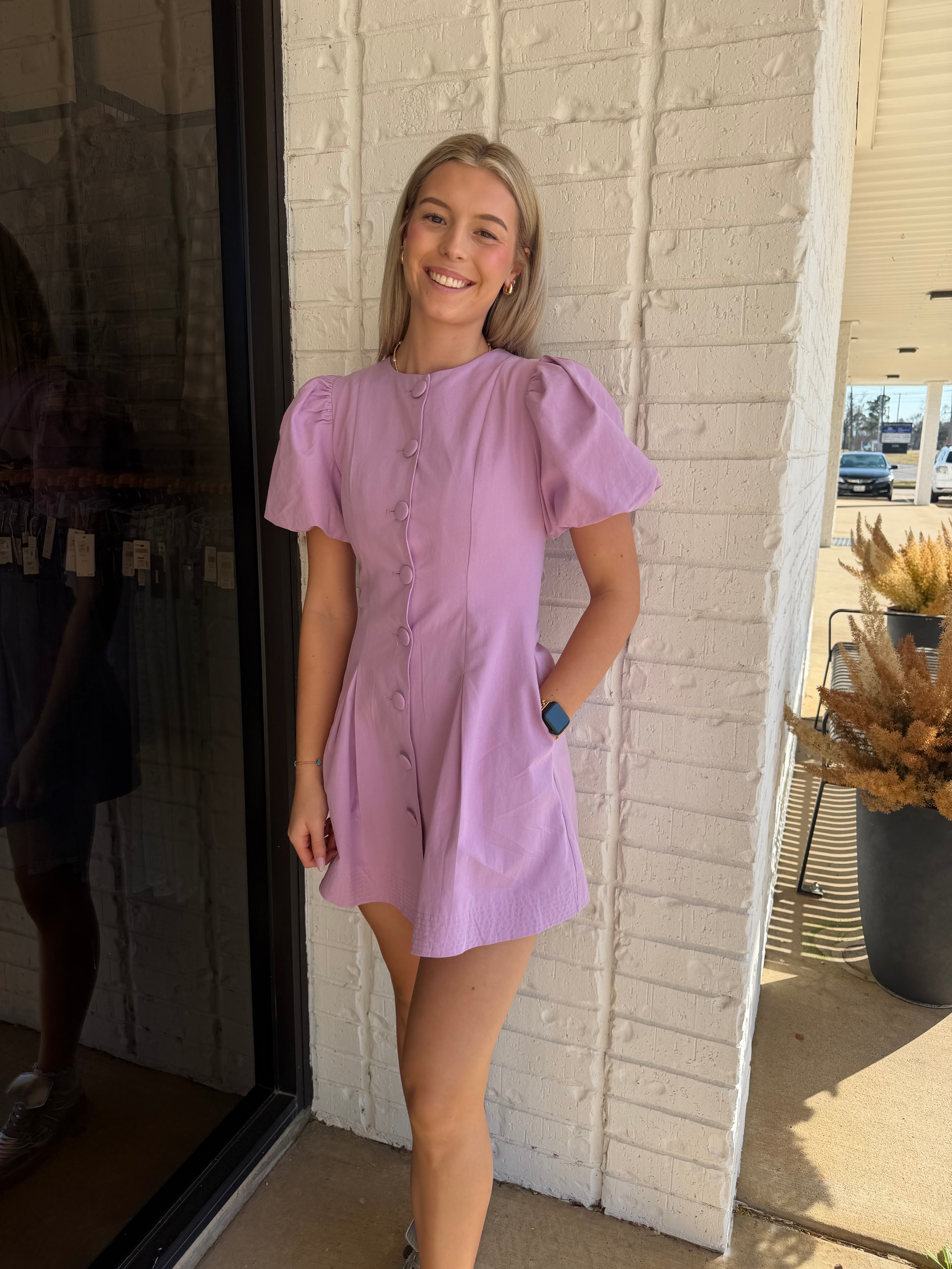 Voluminous Puff Sleeves Button Down Dress