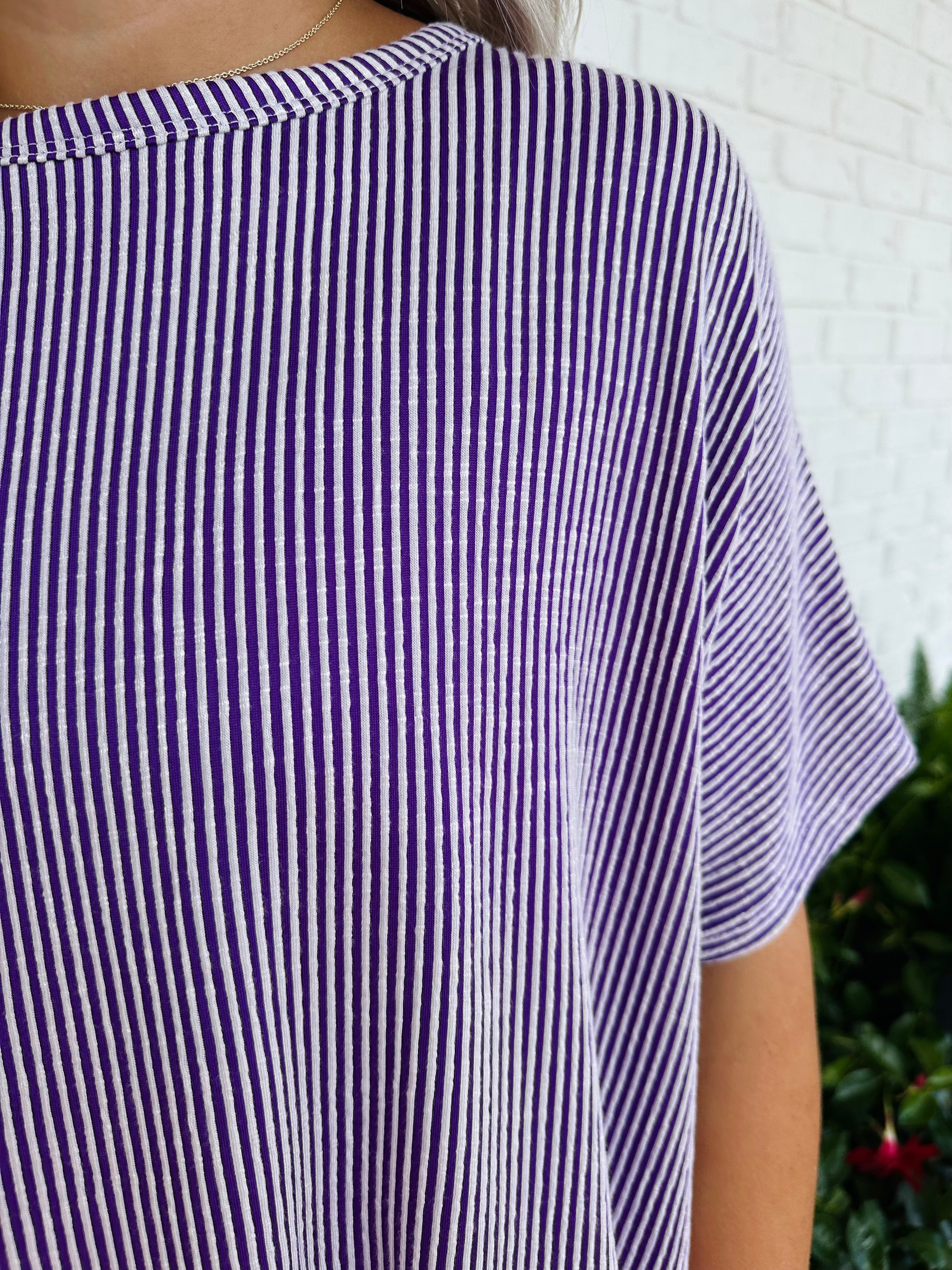Saturday Ribbed Striped Oversized SS Top