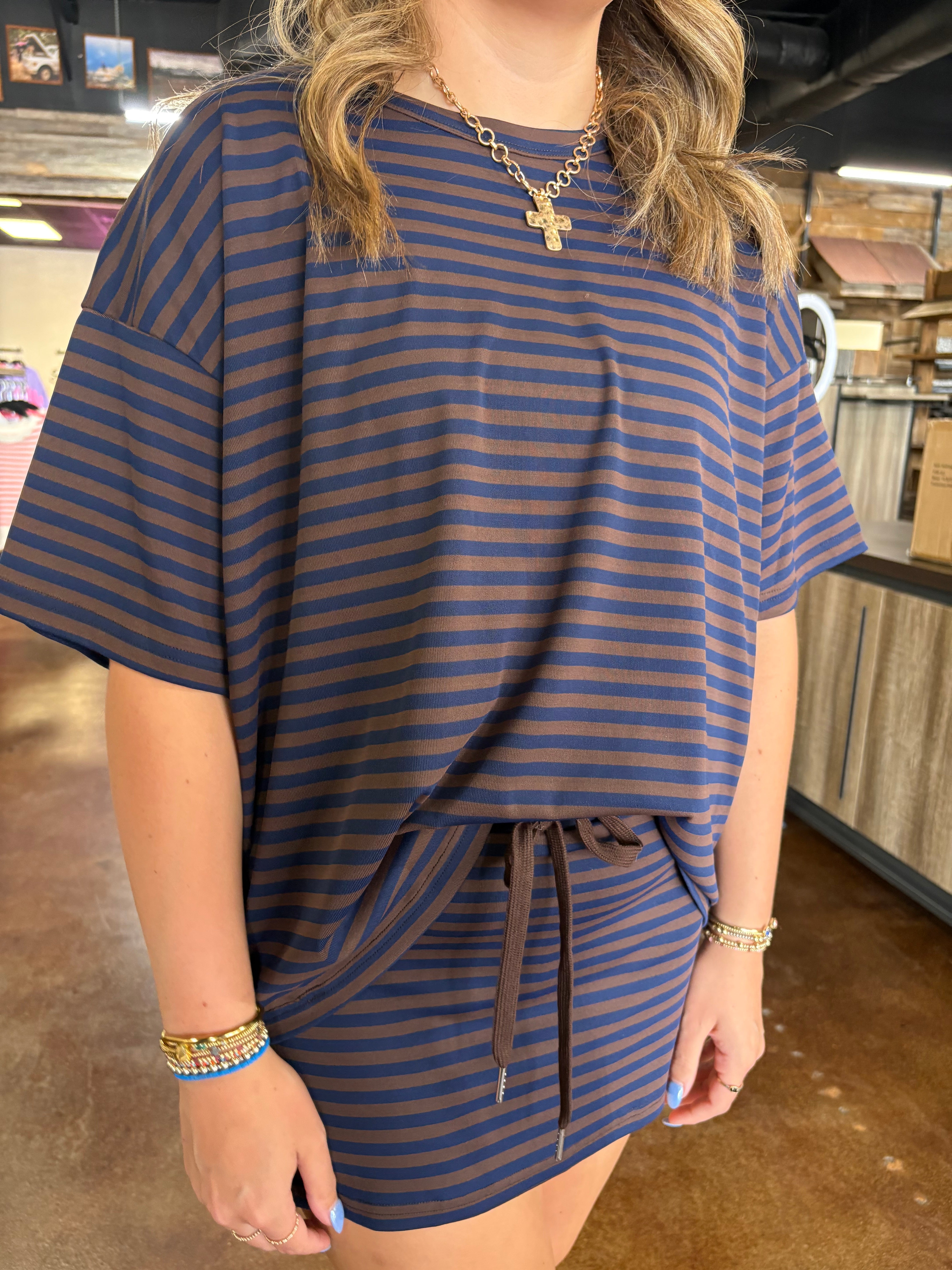 Hailey Stripe Shirt and Skirt Set
