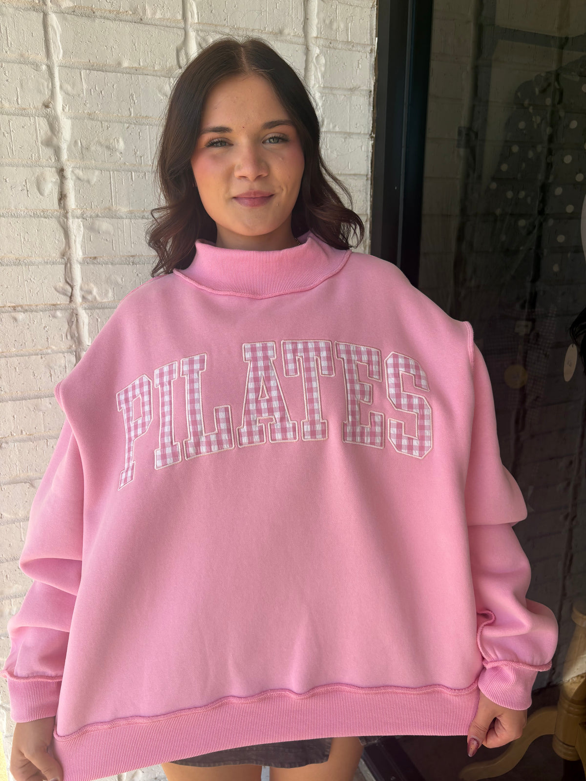 Pilates Embroidered Mock Neck Sweatshirt