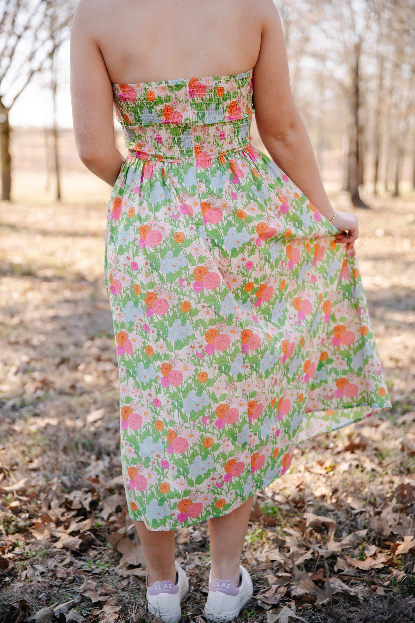 Back In Bloom Strapless Pleated Maxi Dress