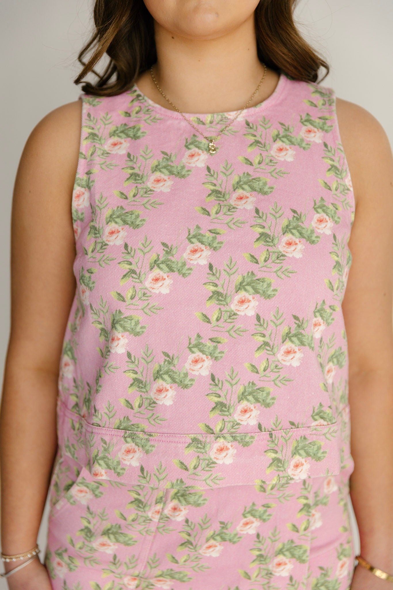 Entro Denim Rose Two Piece Skort Set