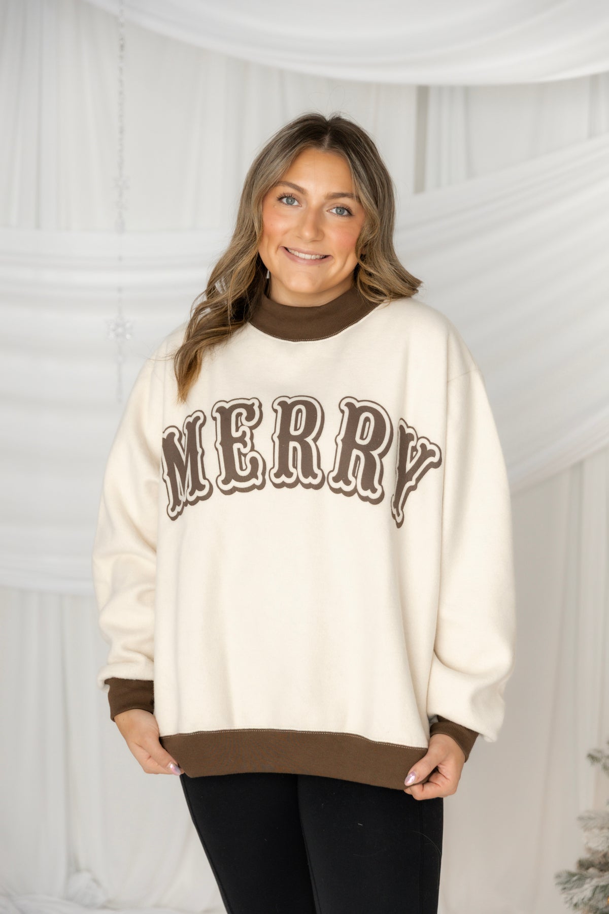 Merry Gingerbread Reversible Mockneck Sweatshirt