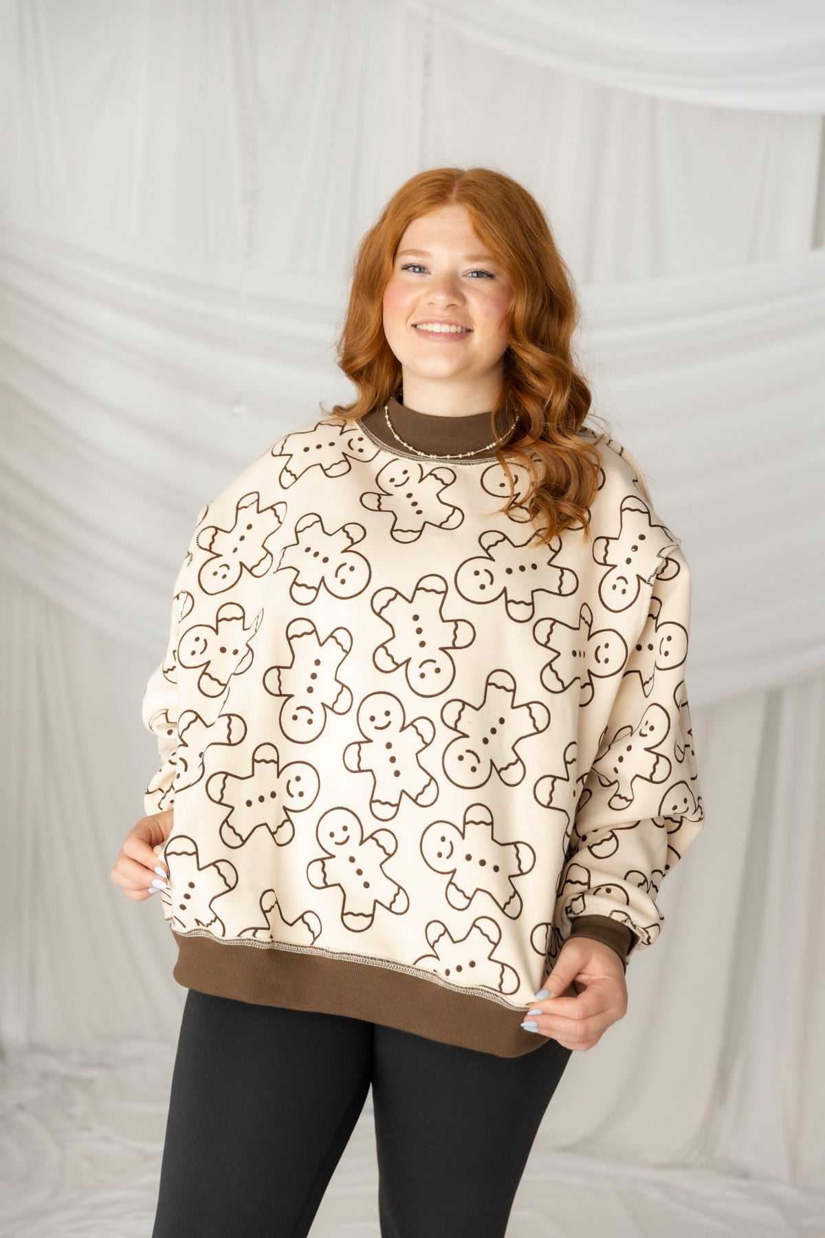 Merry Gingerbread Reversible Mockneck Sweatshirt