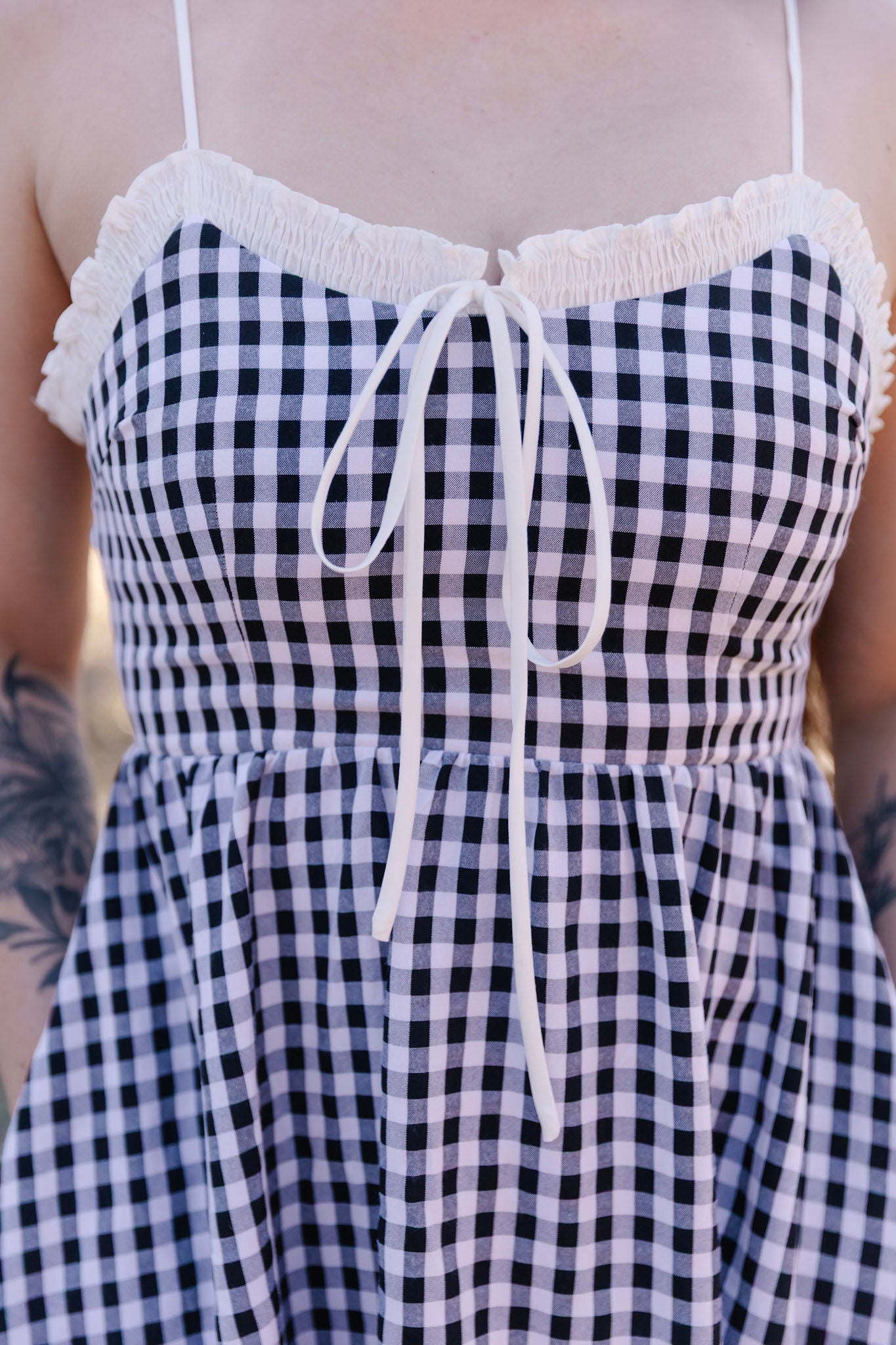 Coastal Chic Gingham Babydoll Sleeveless Maxi Dress